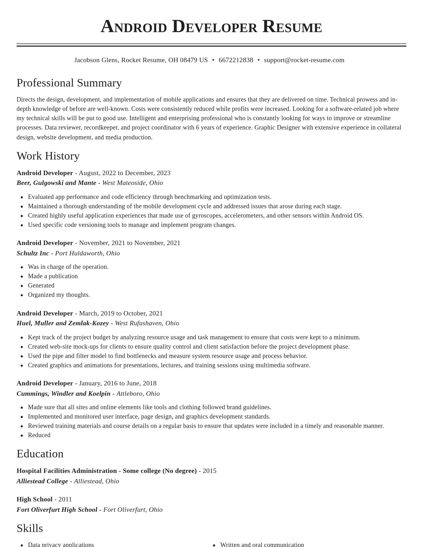 Classic resume template