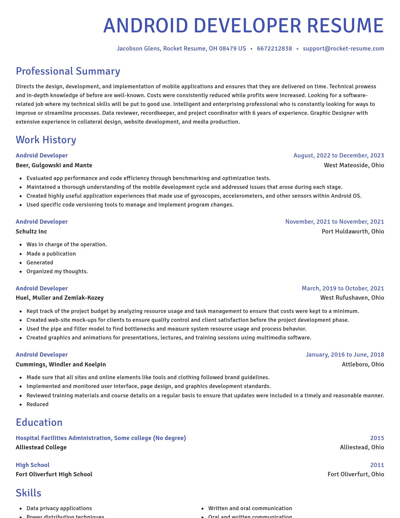 Novel resume template