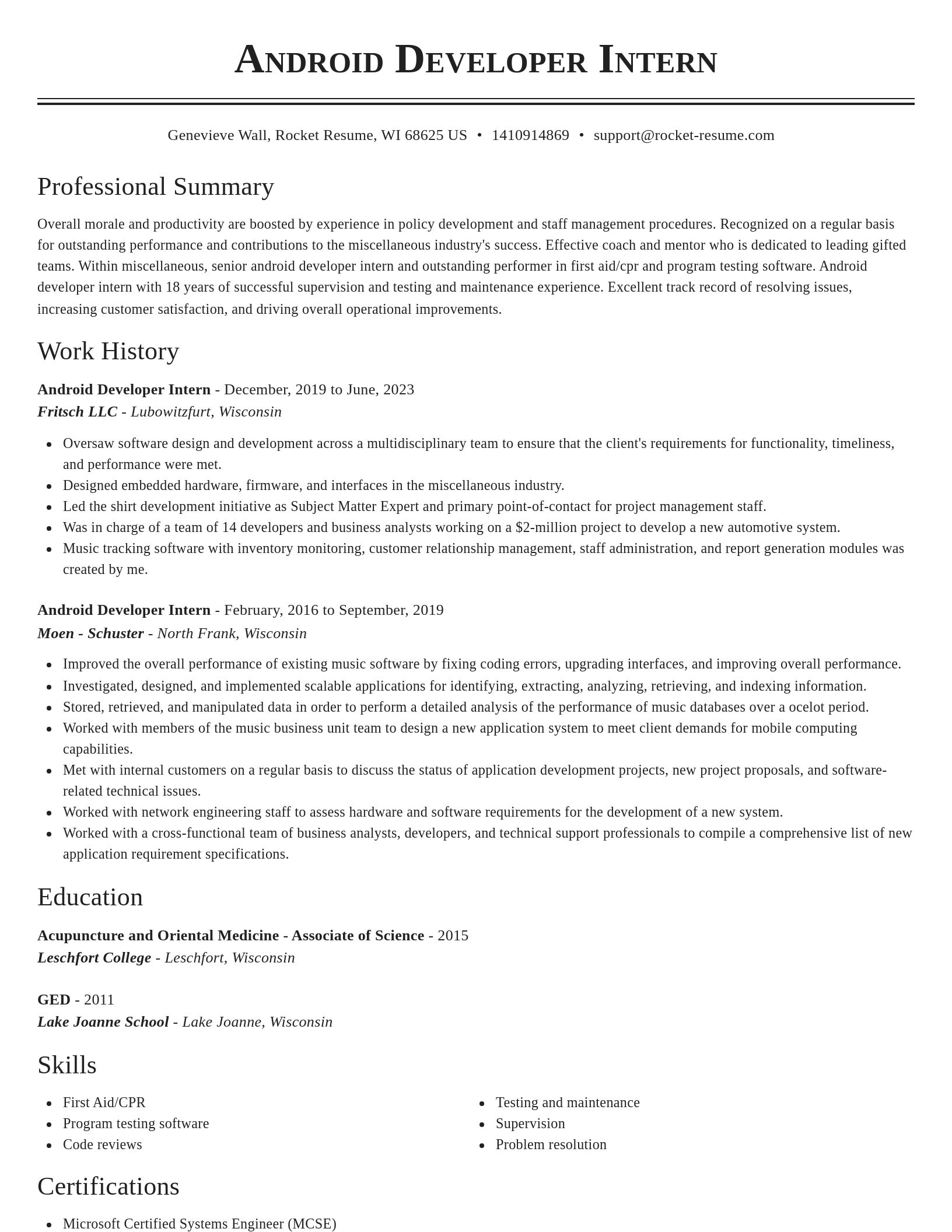 Classic resume template
