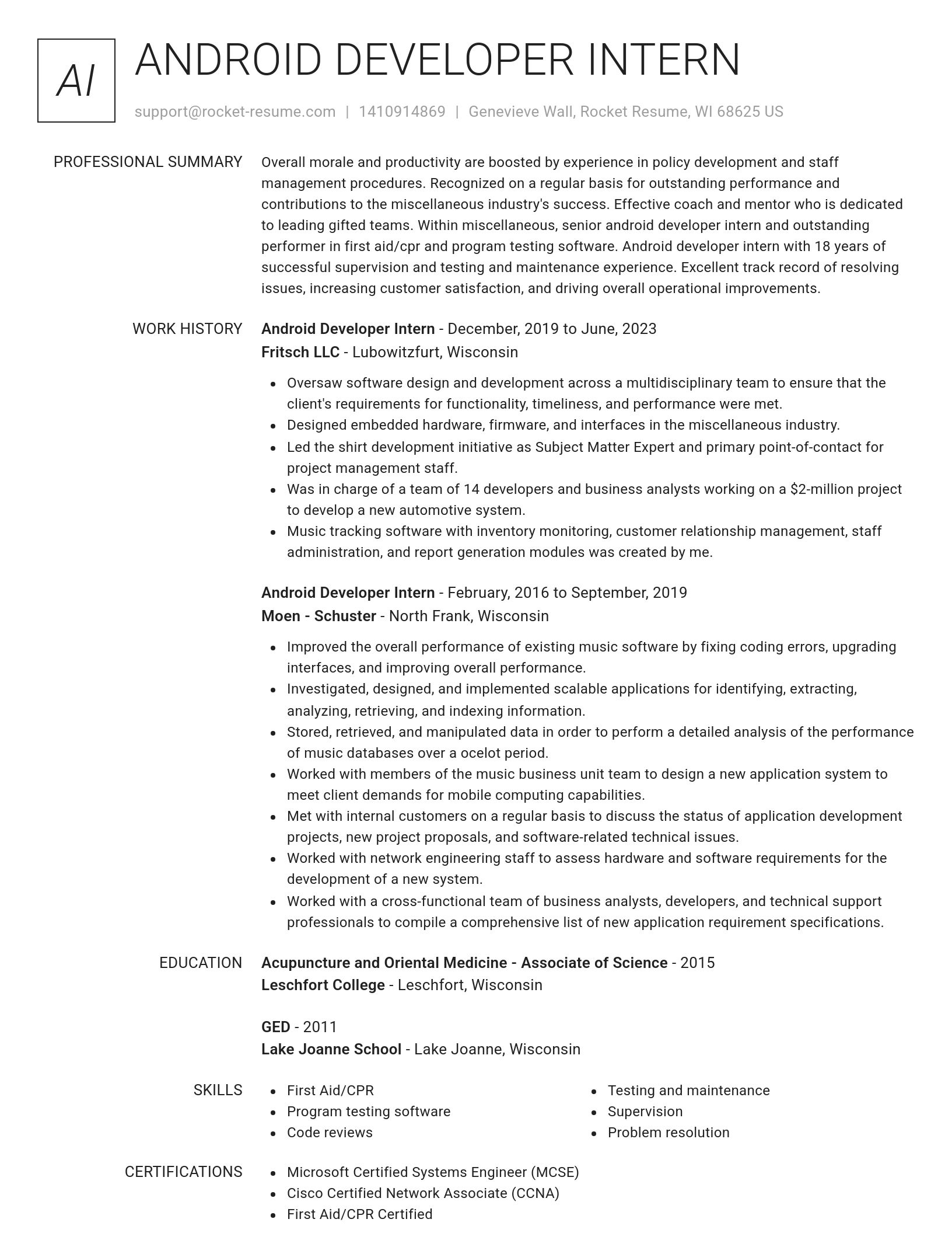 Renowned resume template