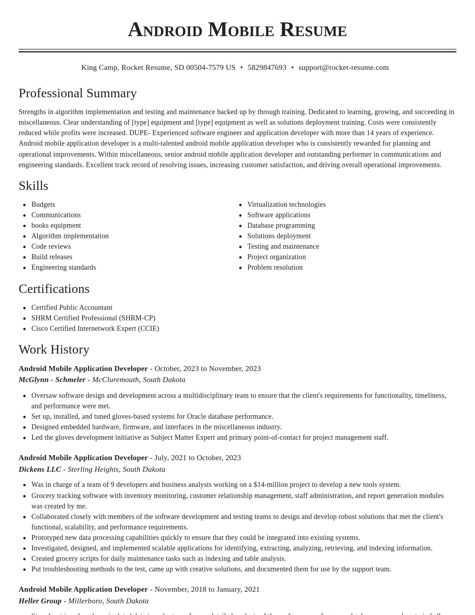 Classic resume template