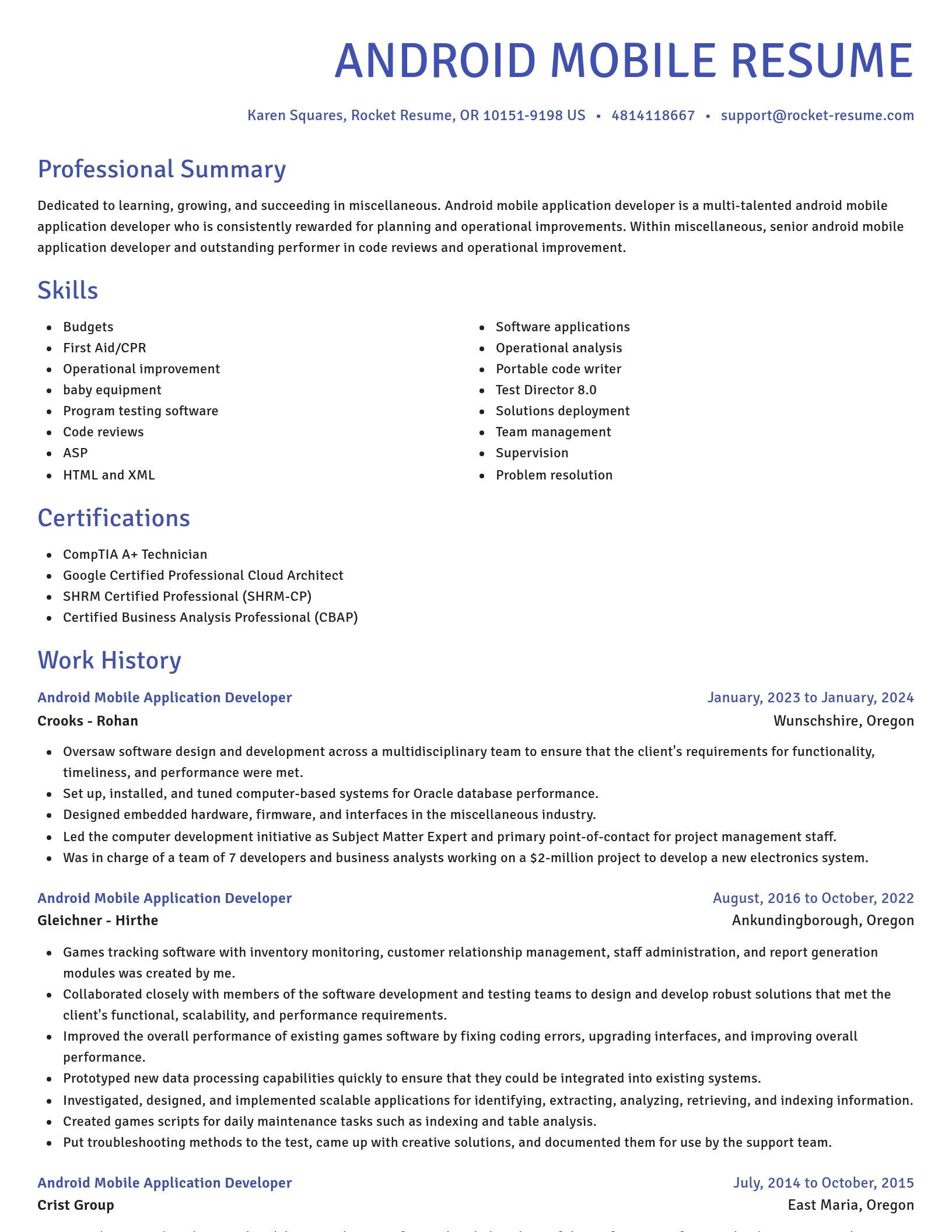 Novel resume template