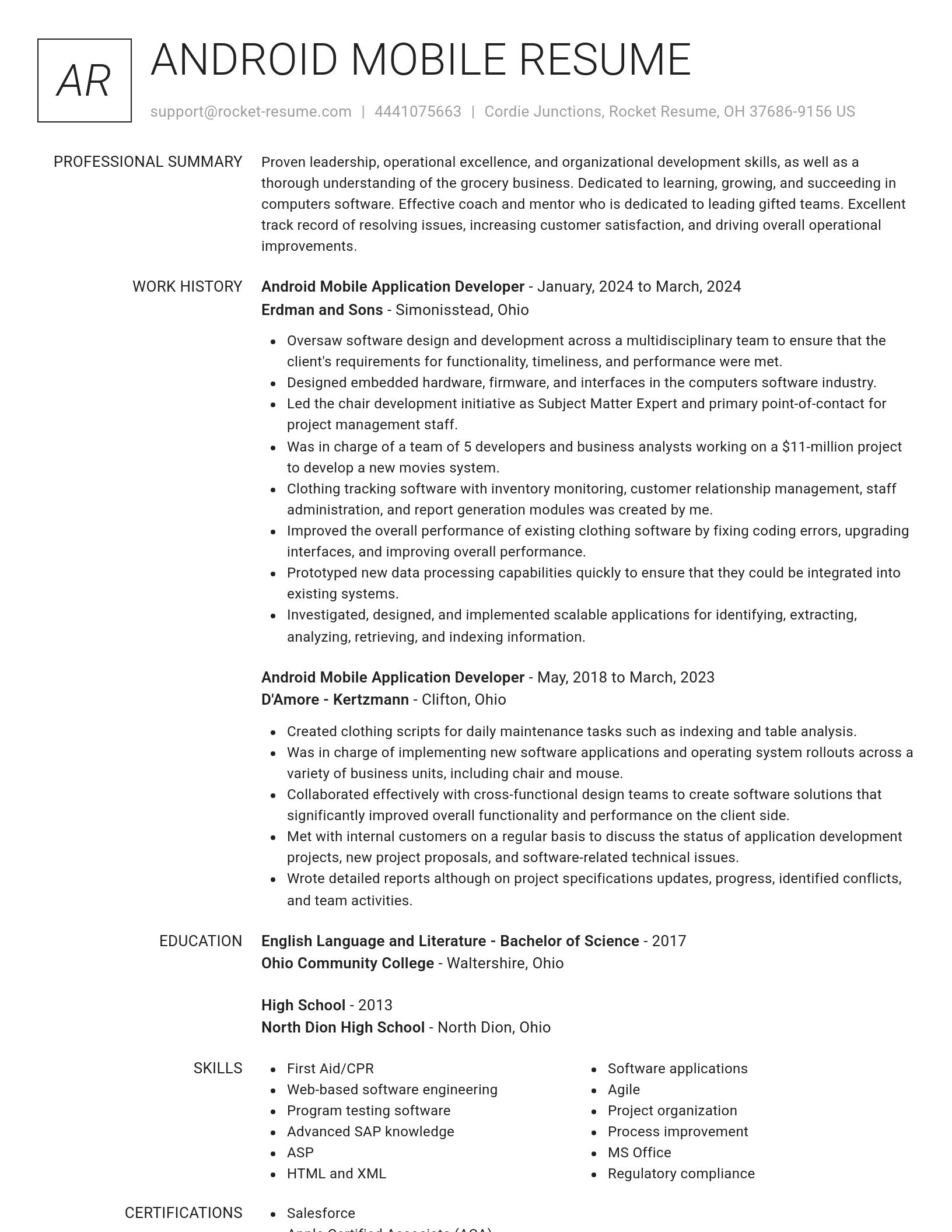 Renowned resume template