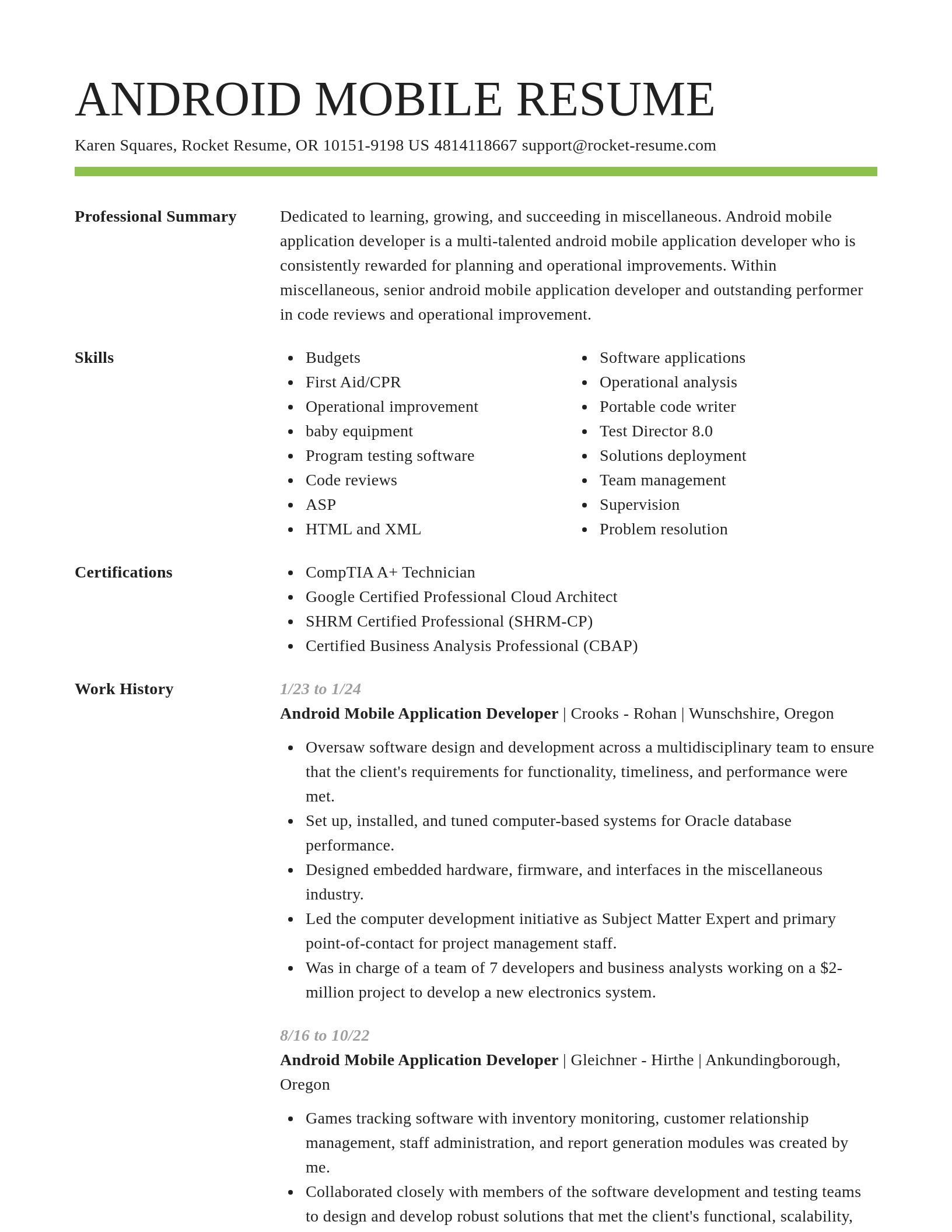 Smart resume template