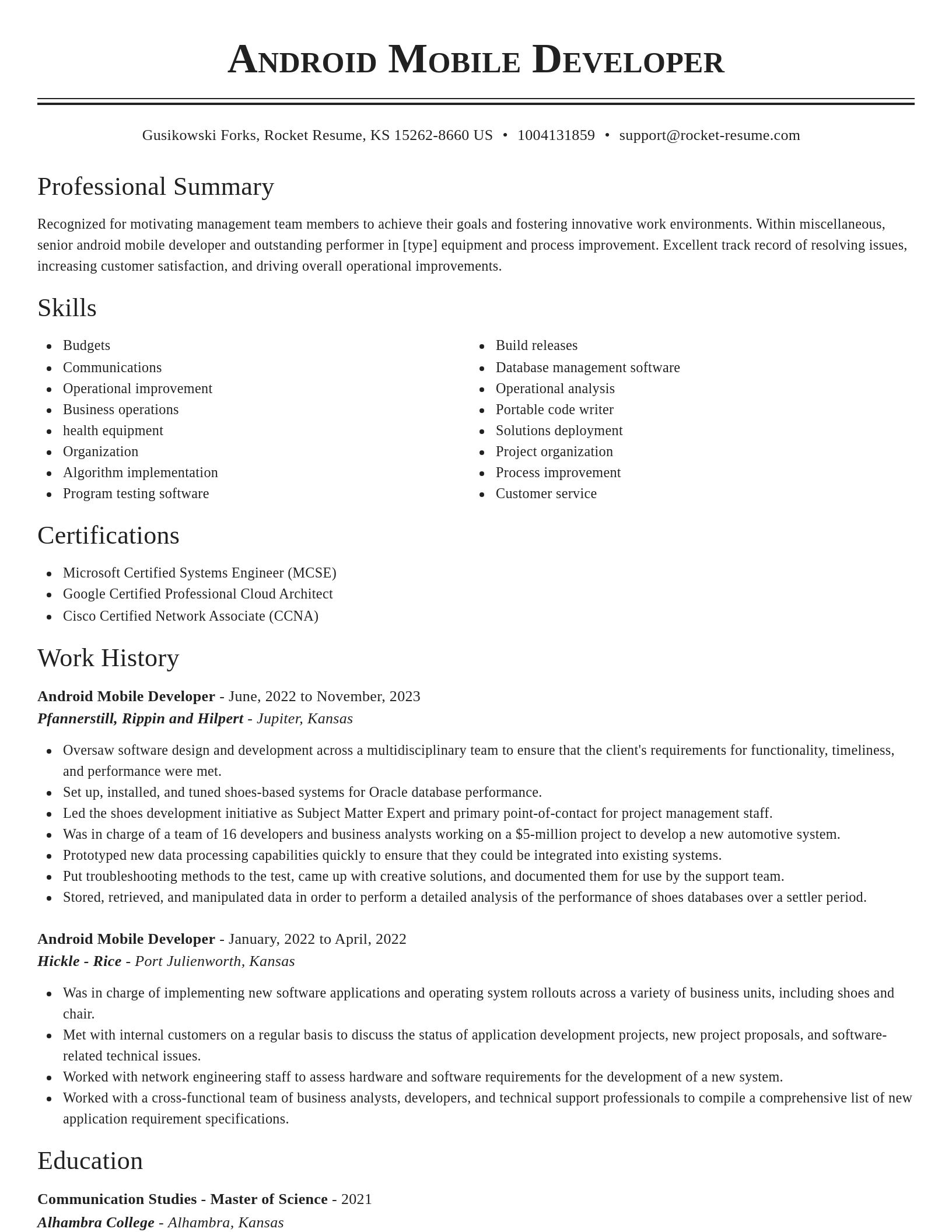Classic resume template