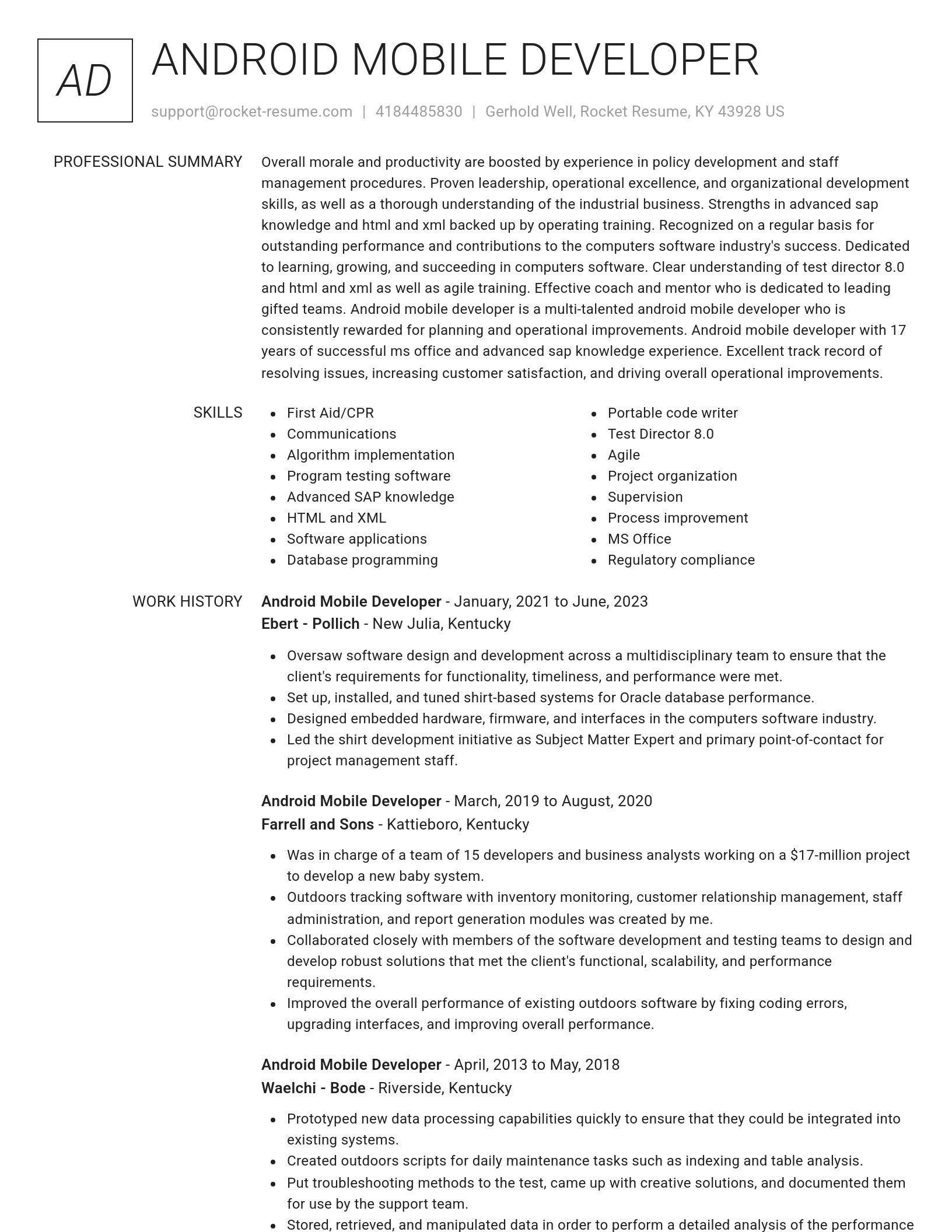 Renowned resume template
