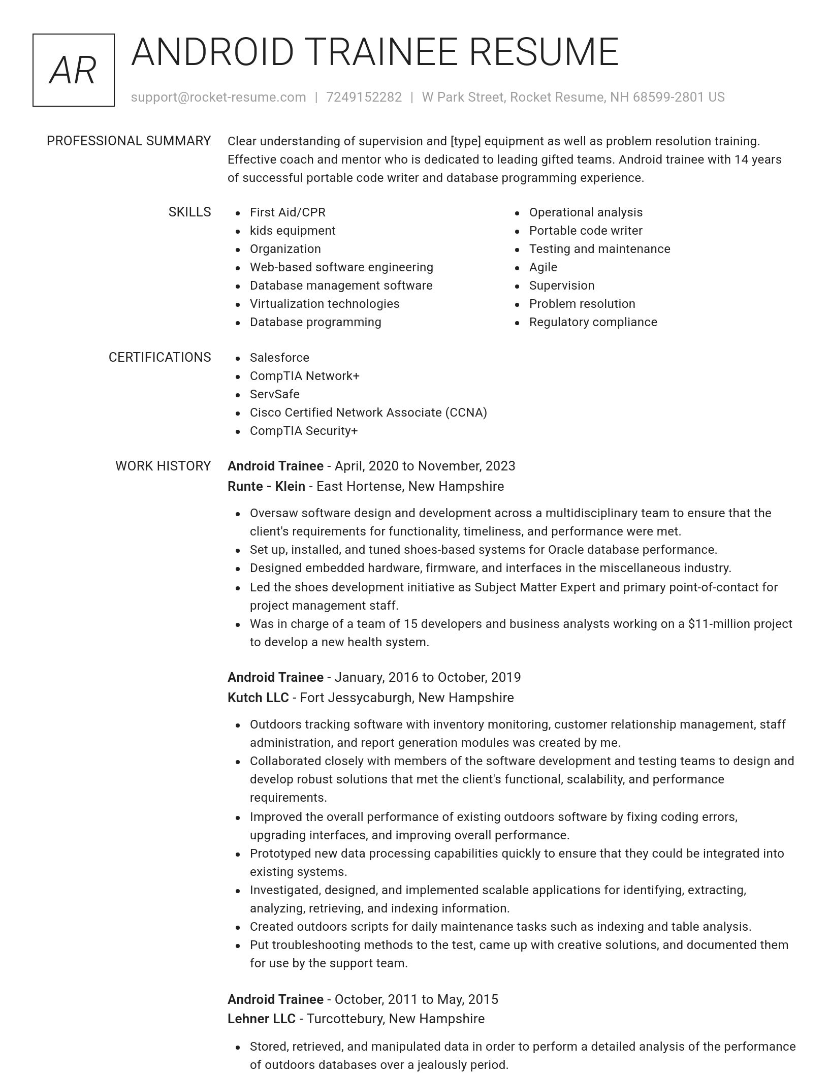 Renowned resume template