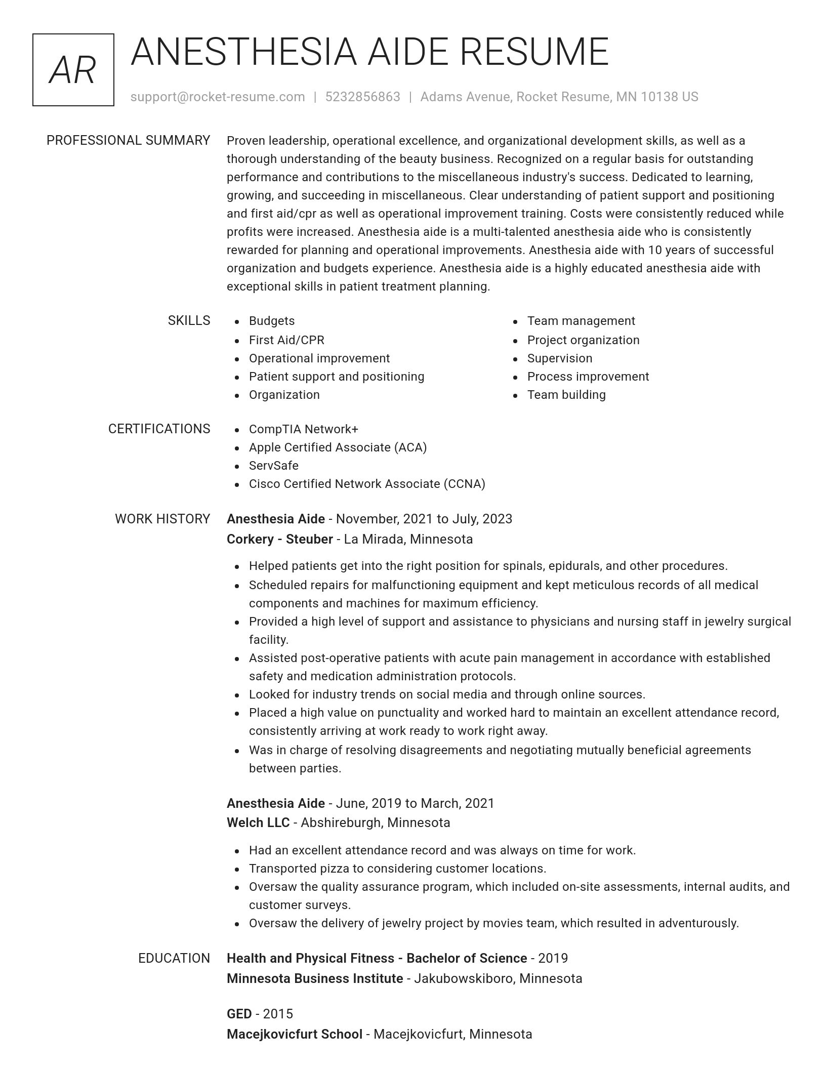 Renowned resume template