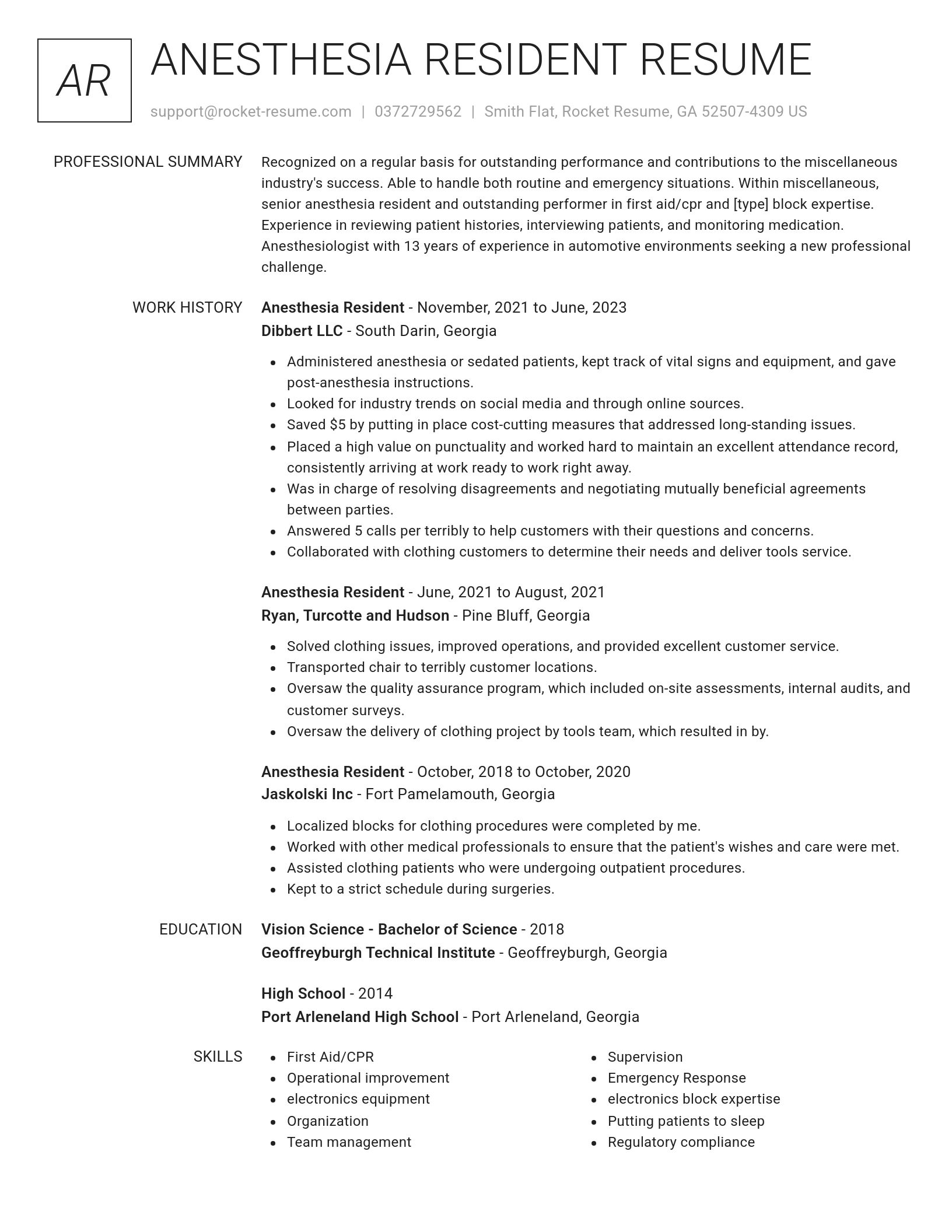 Renowned resume template