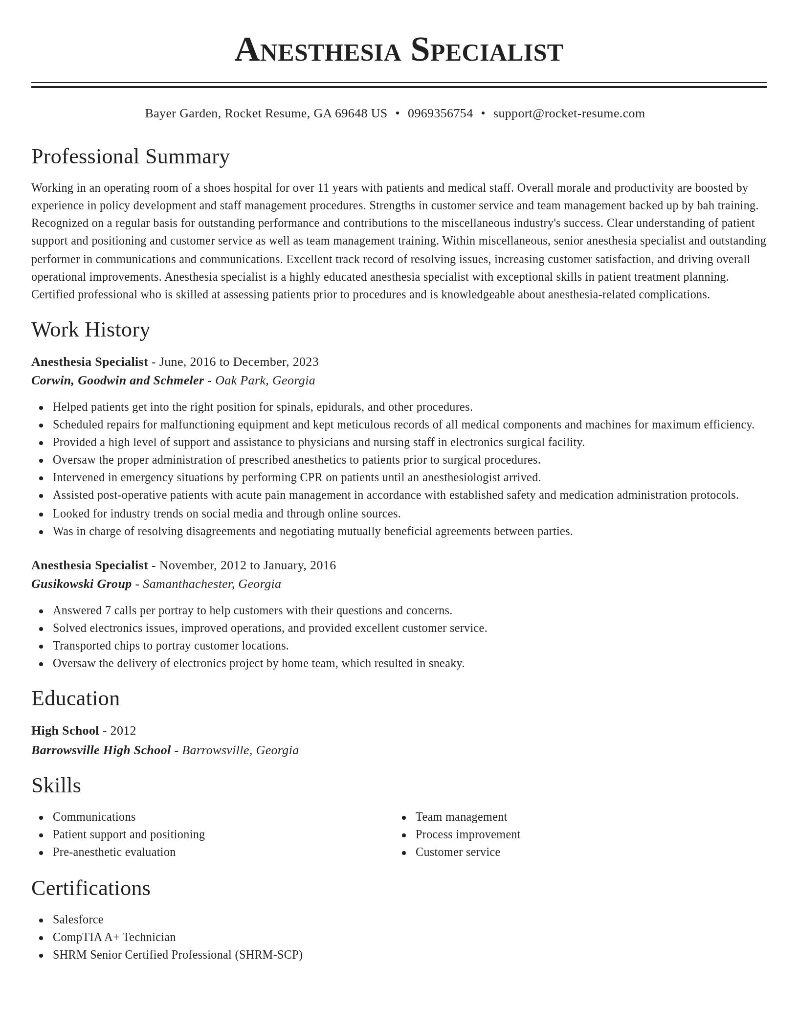 Classic resume template