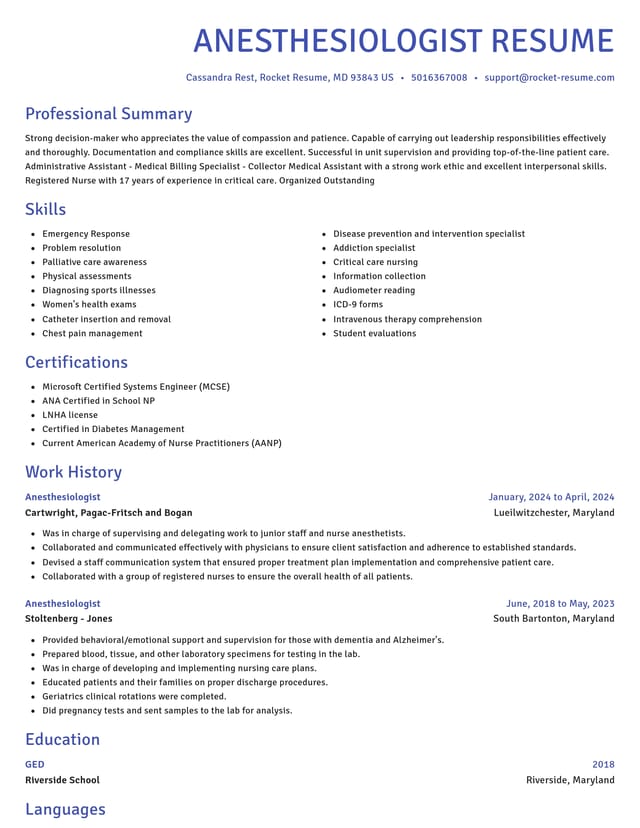 Novel resume template