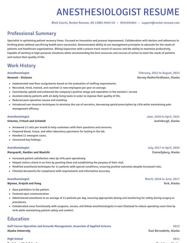 Novel resume template