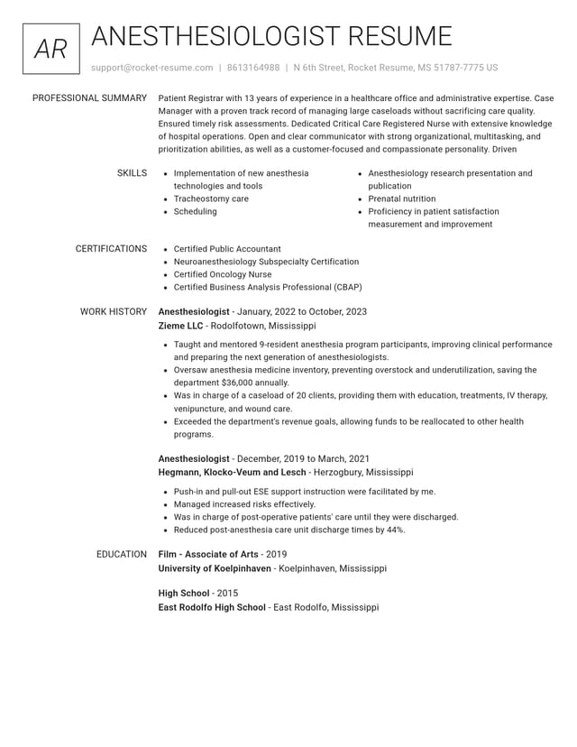 Renowned resume template