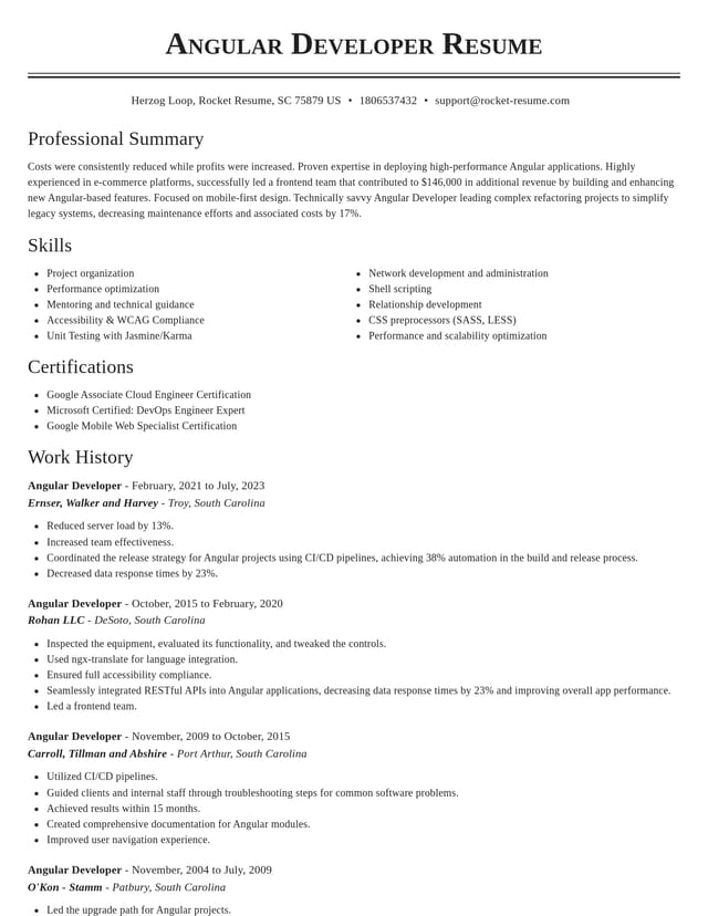 Classic resume template