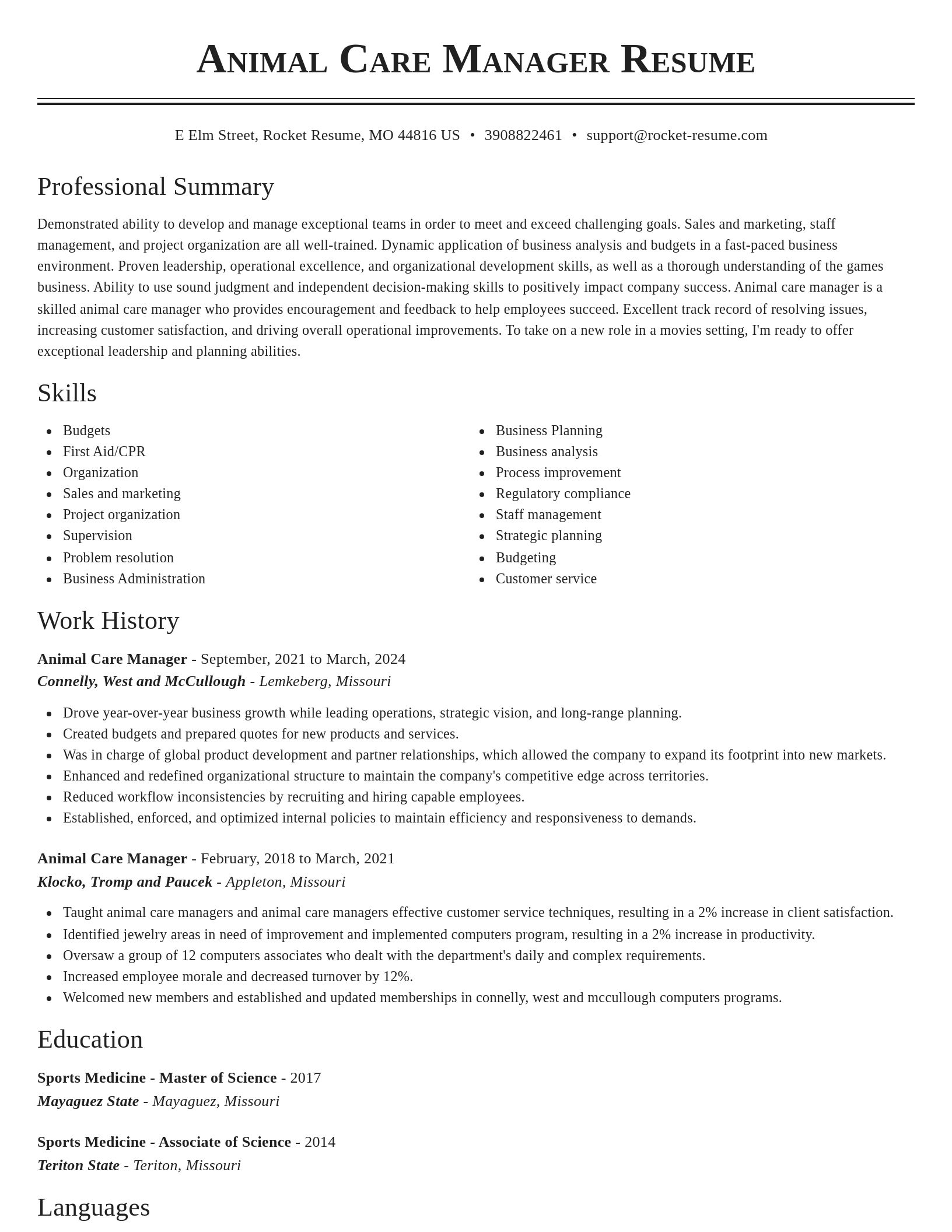Classic resume template