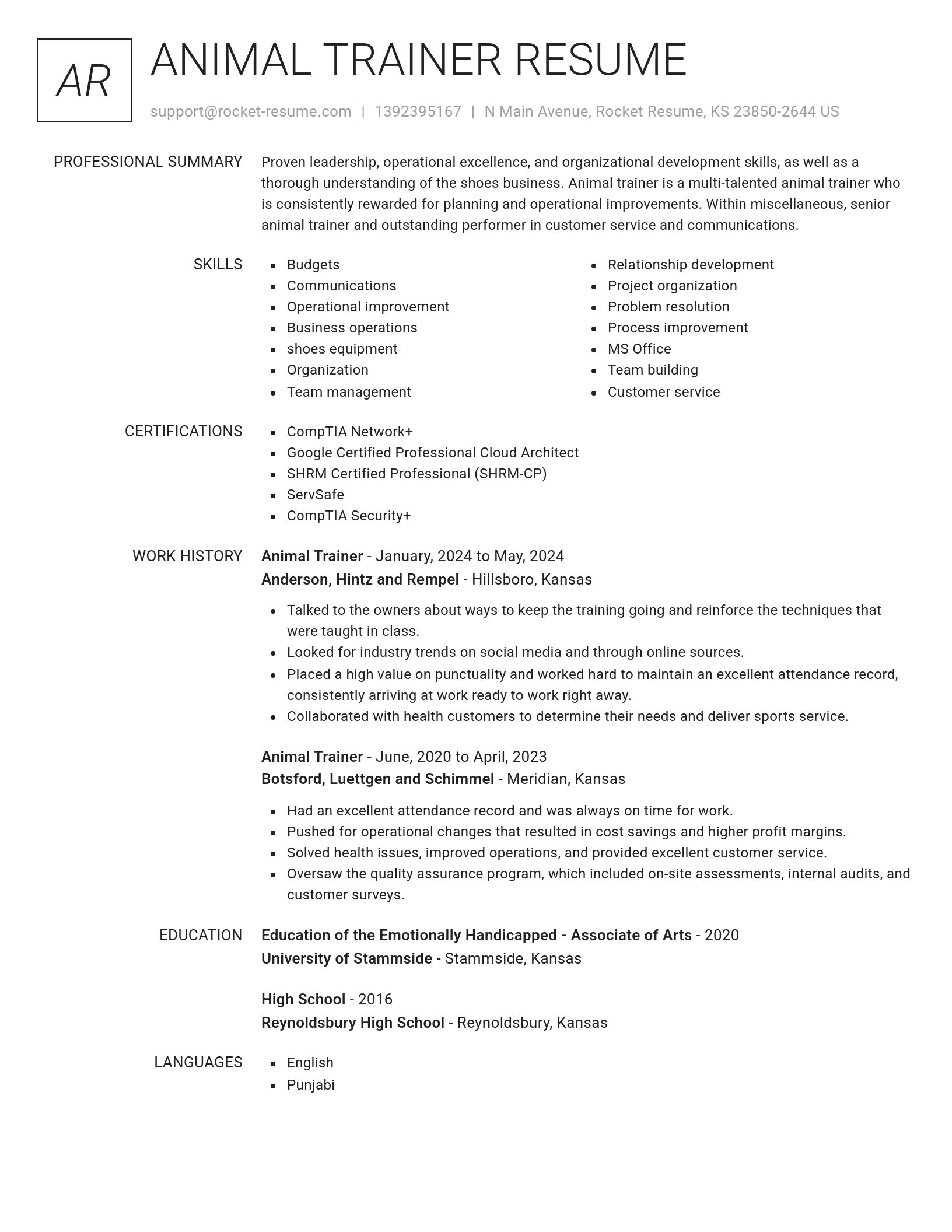 Renowned resume template