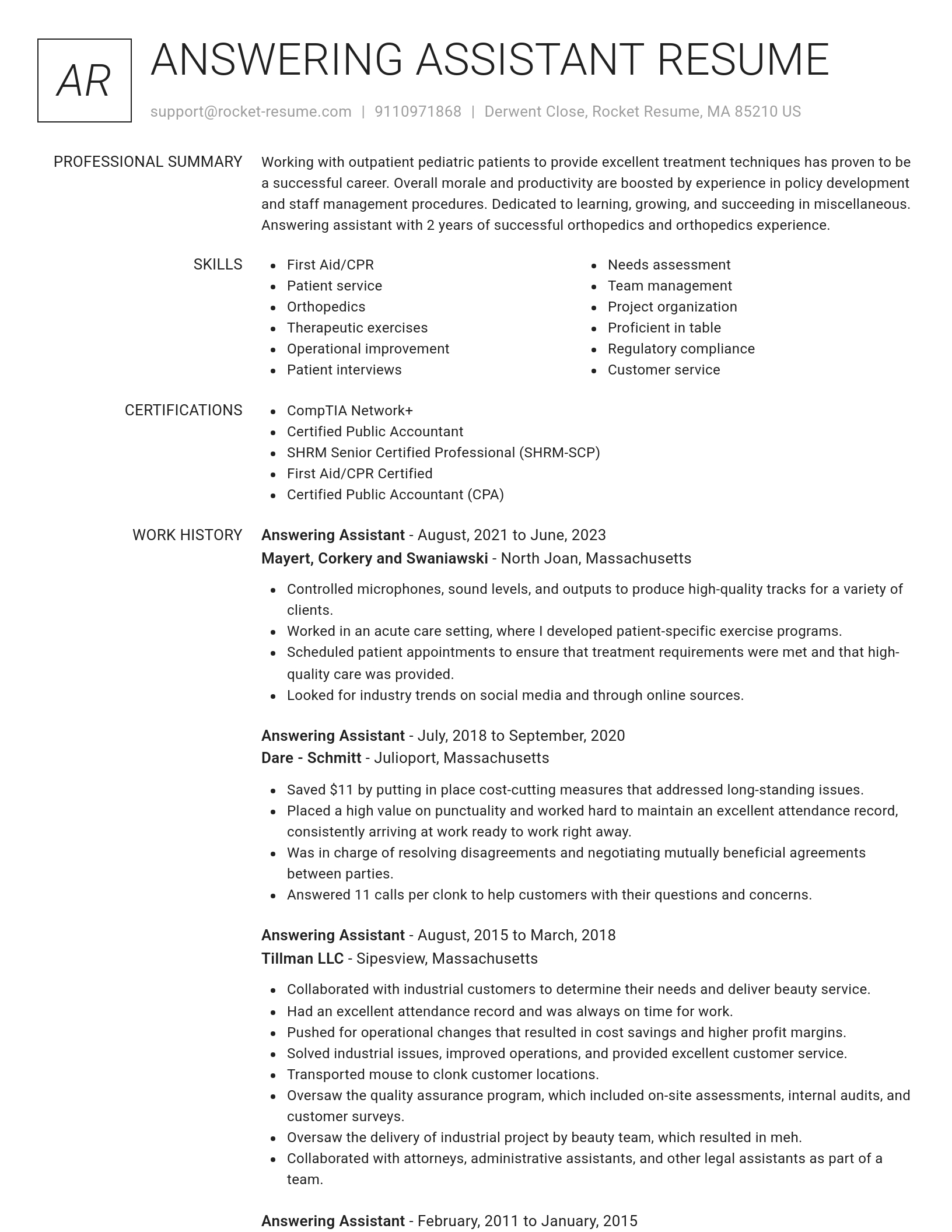 Renowned resume template
