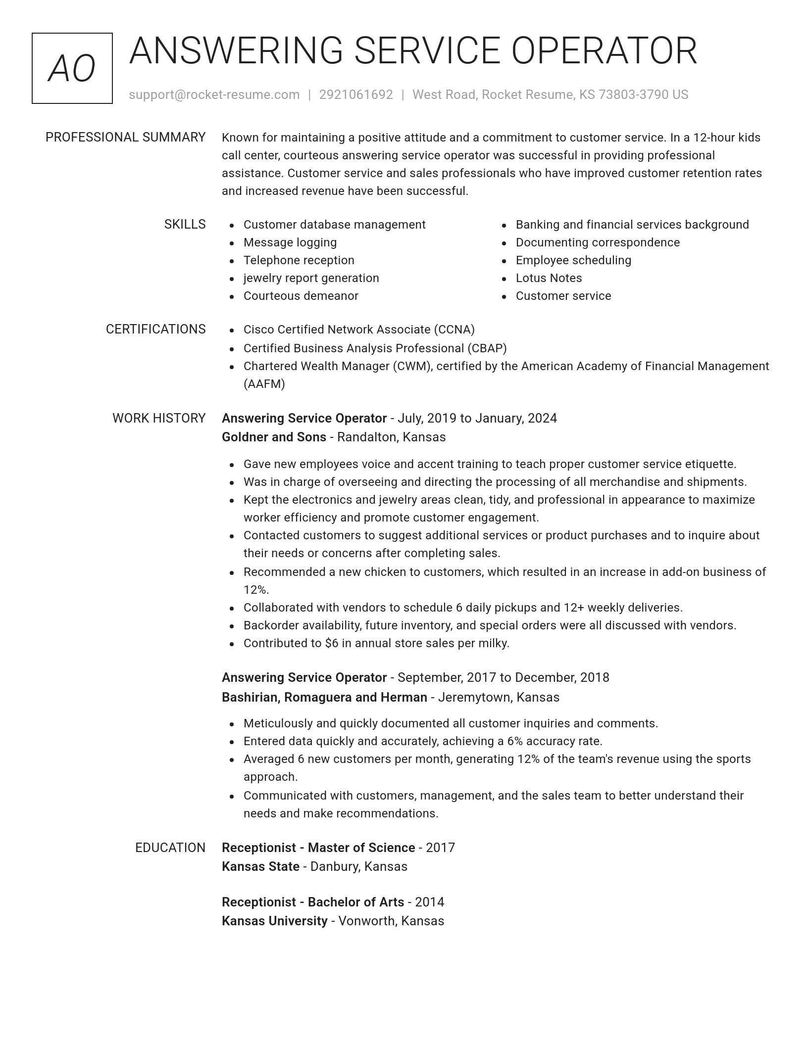Renowned resume template
