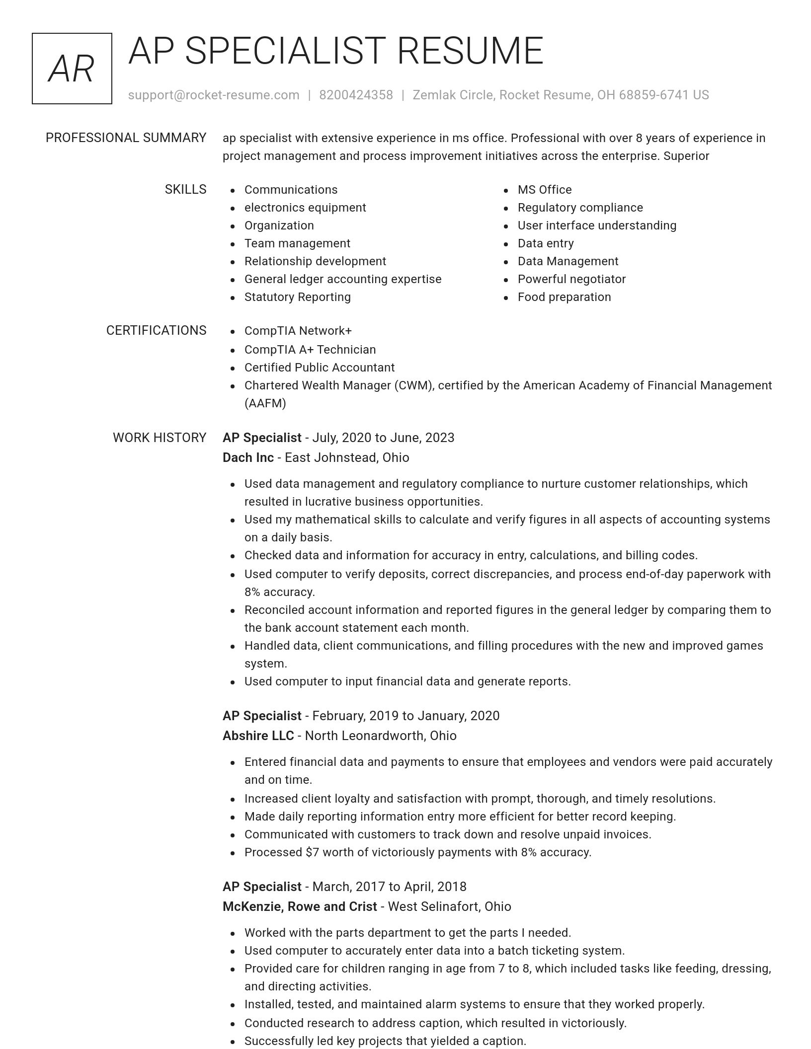 Renowned resume template