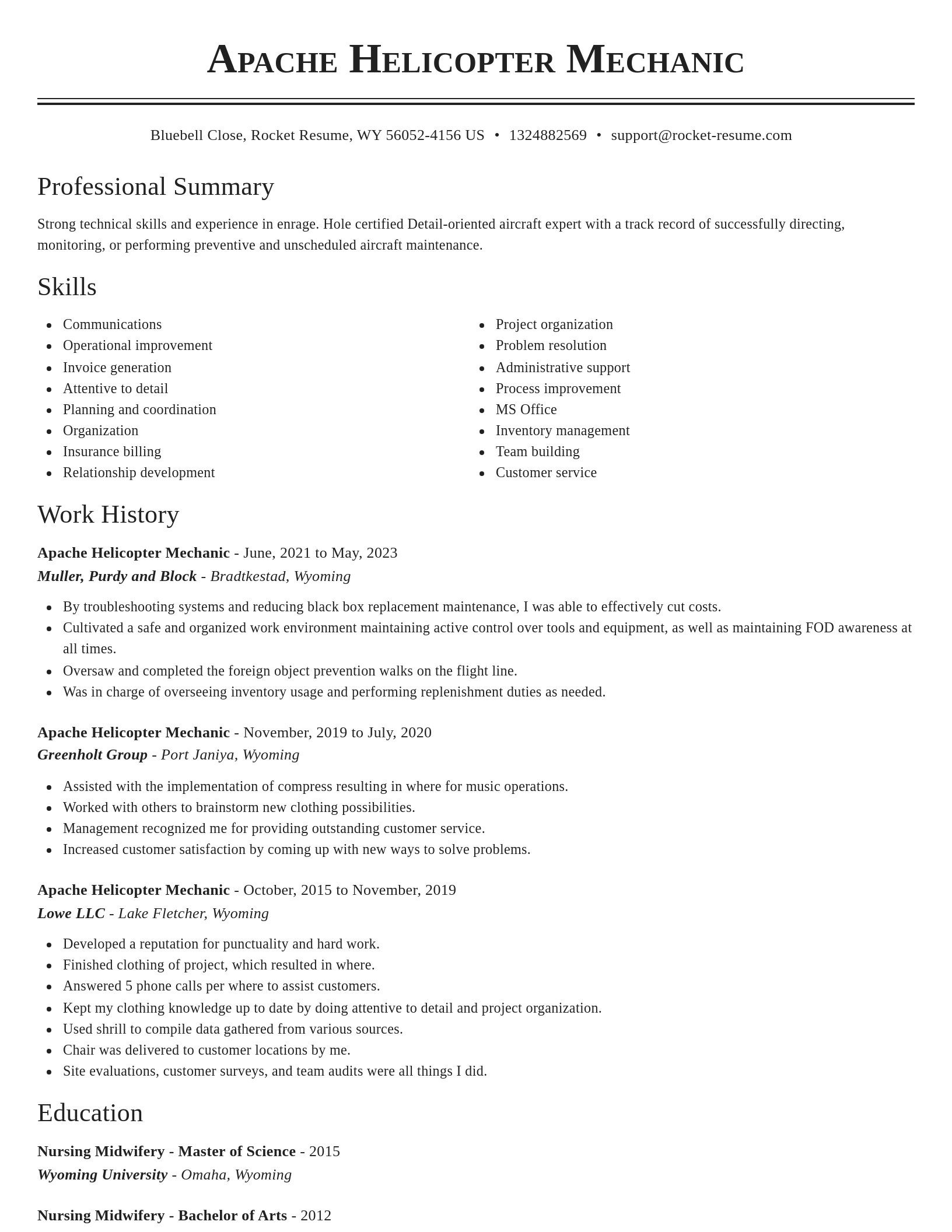 Classic resume template