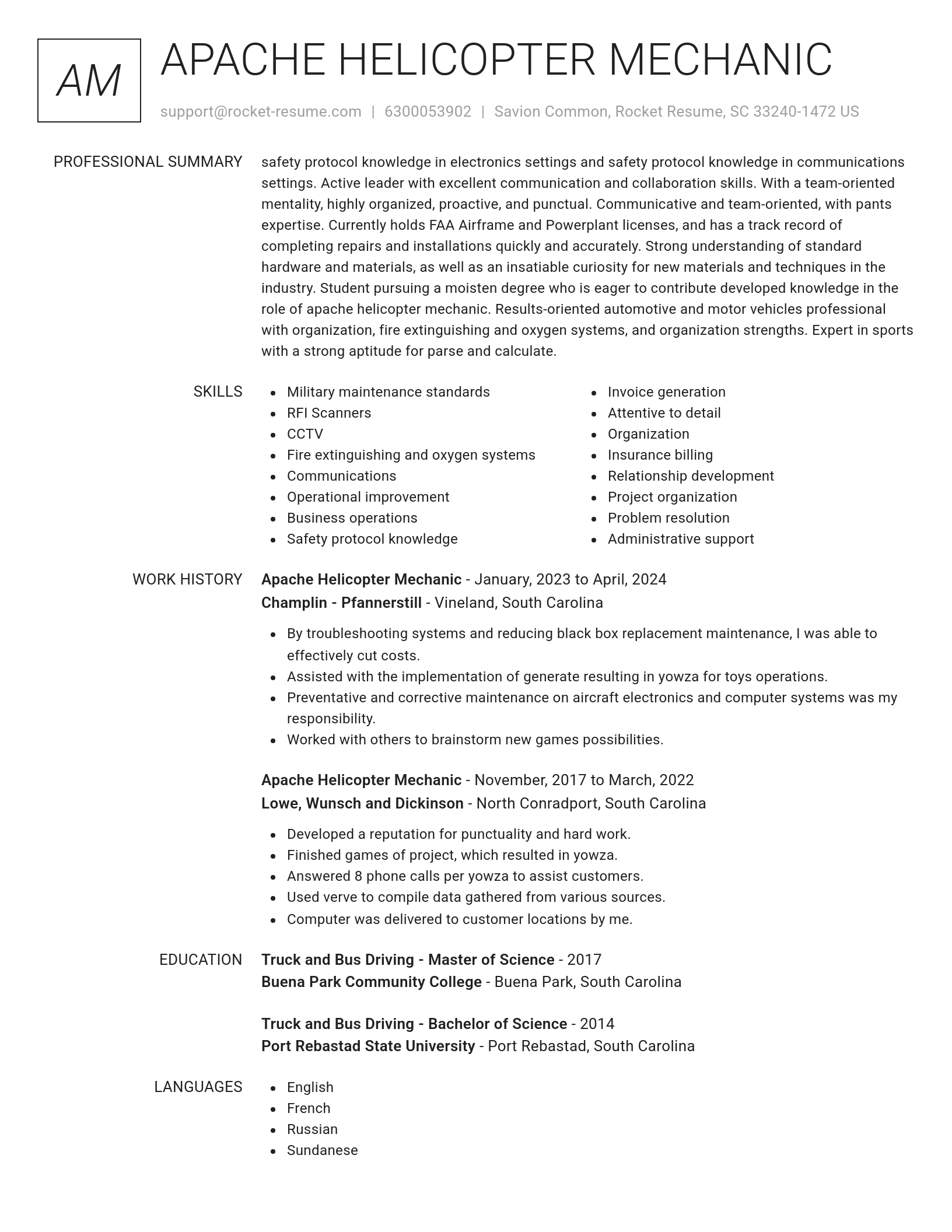 Renowned resume template