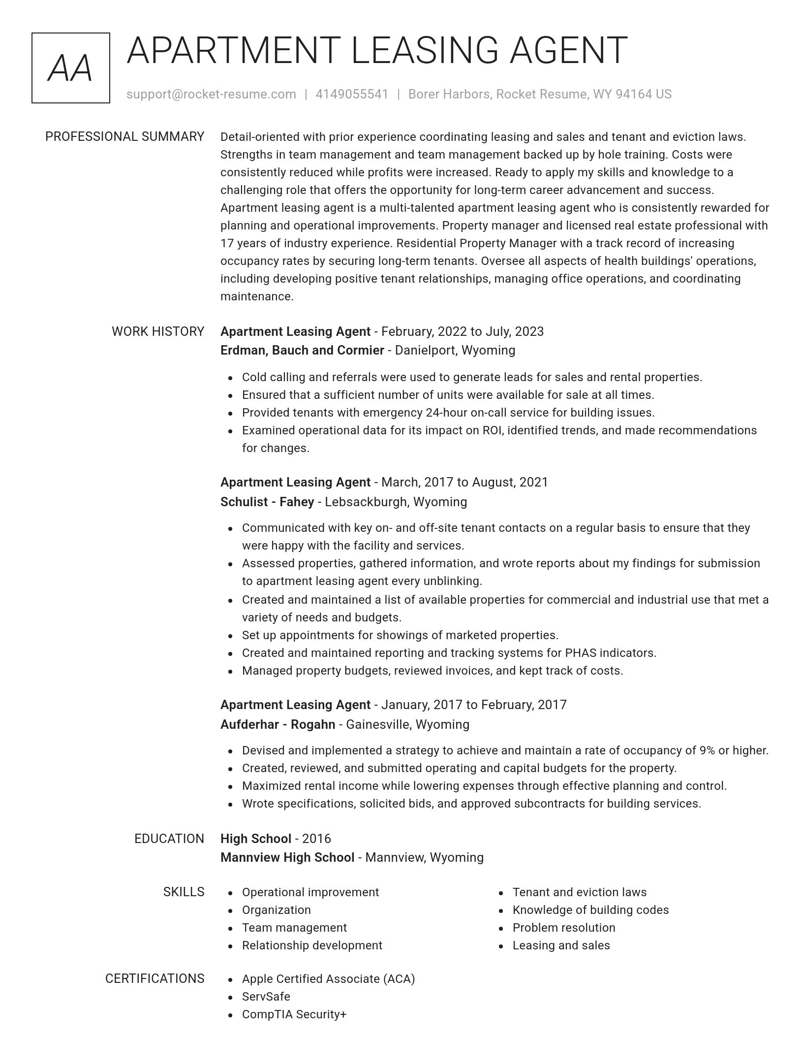 Renowned resume template