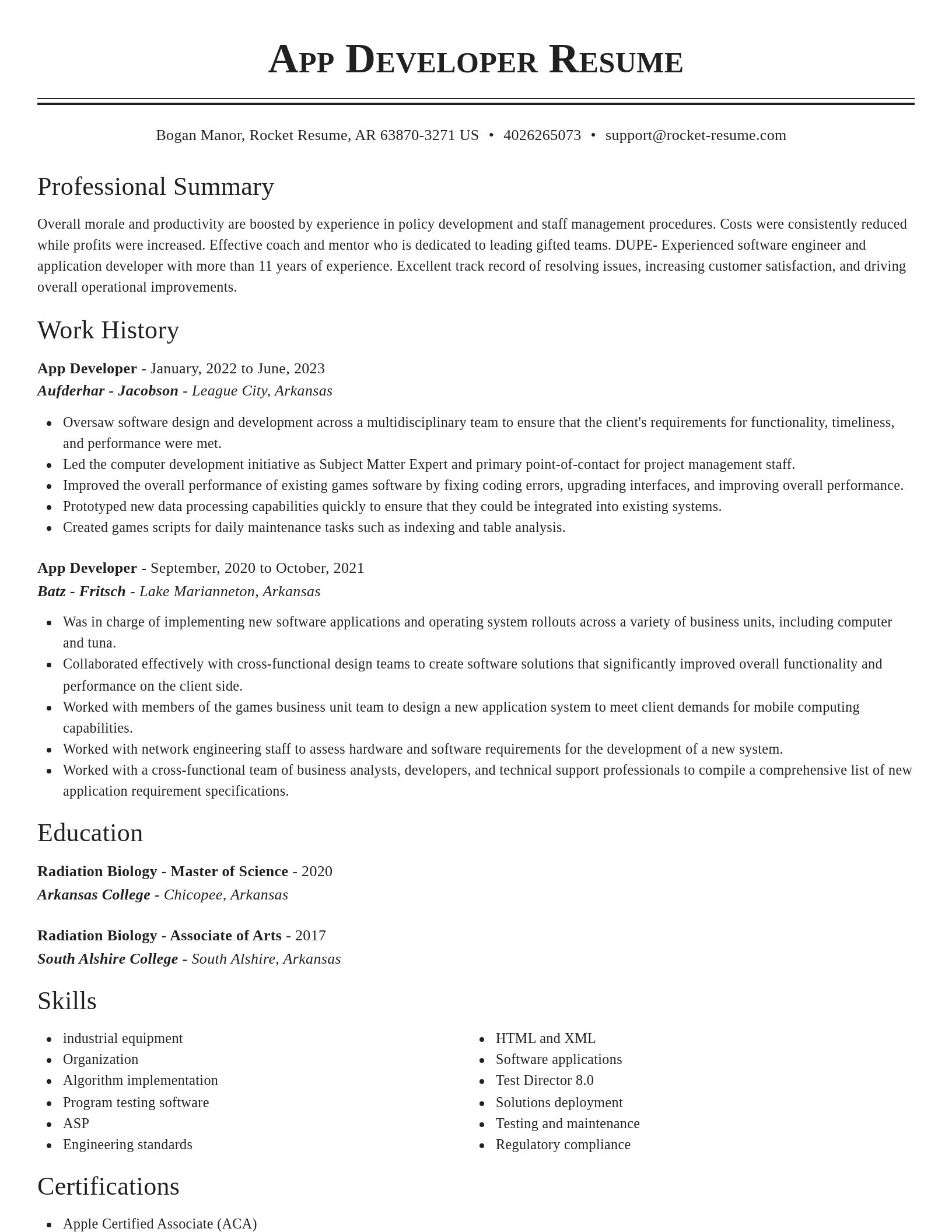 Classic resume template