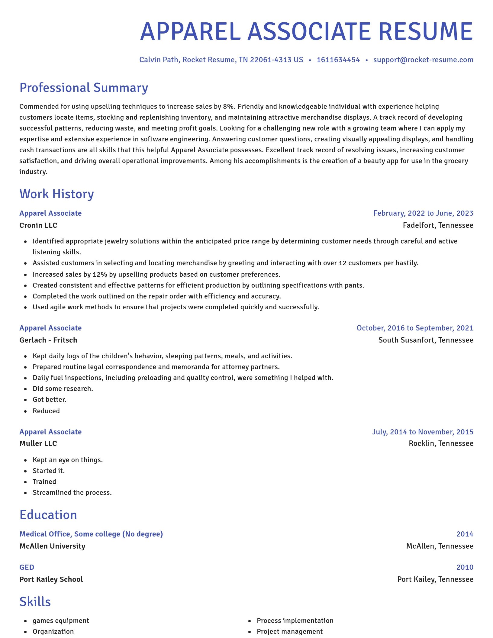 Novel resume template