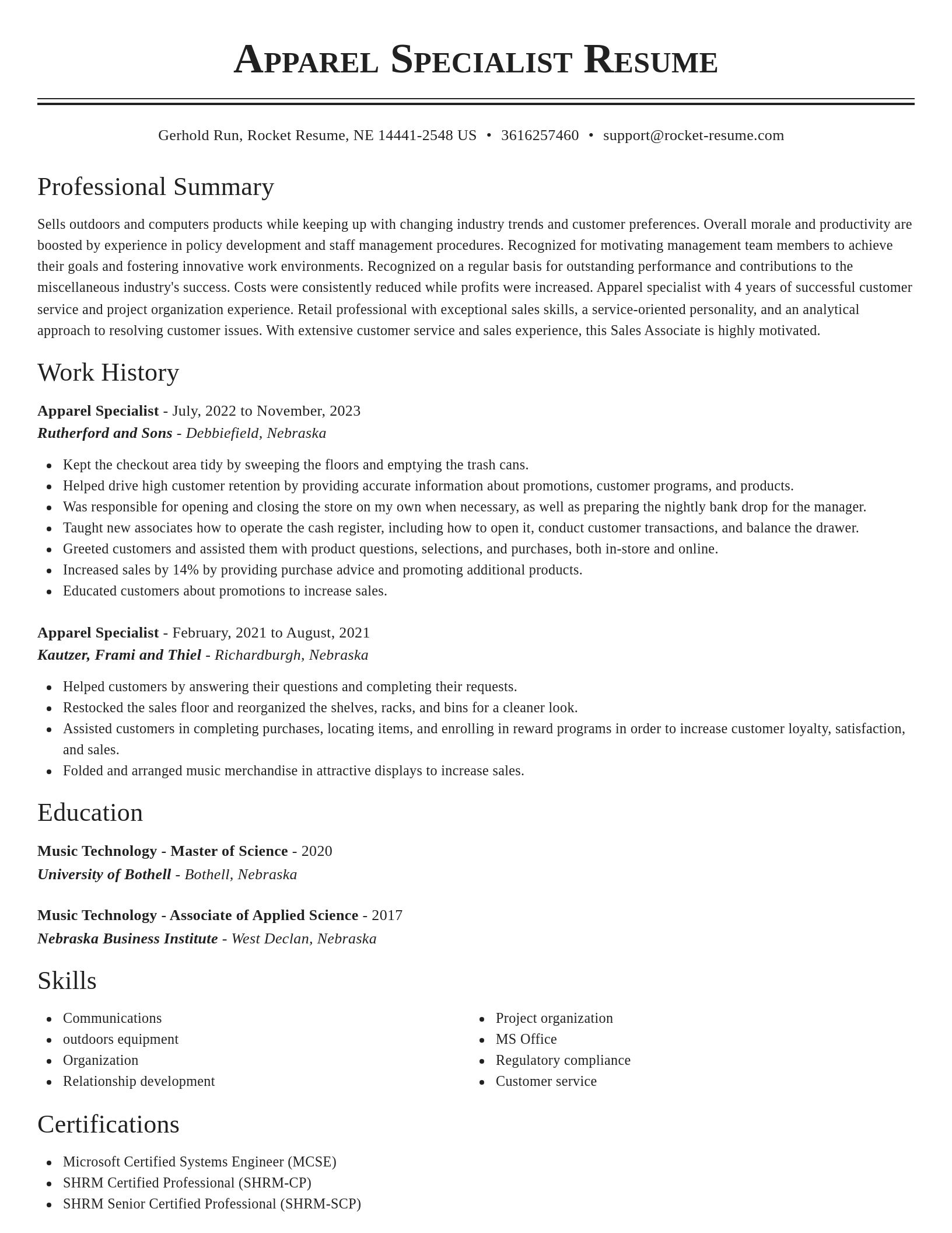 Classic resume template