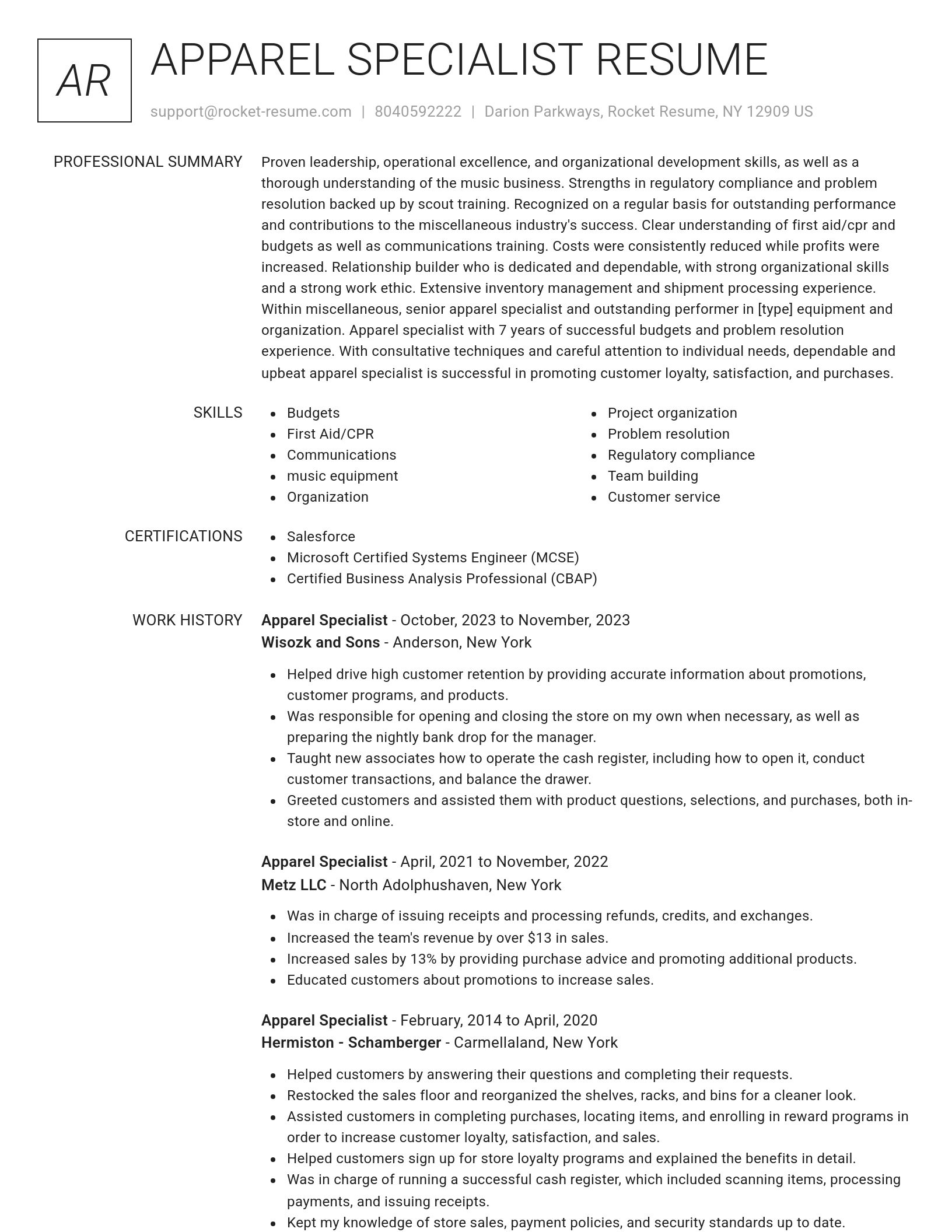 Renowned resume template