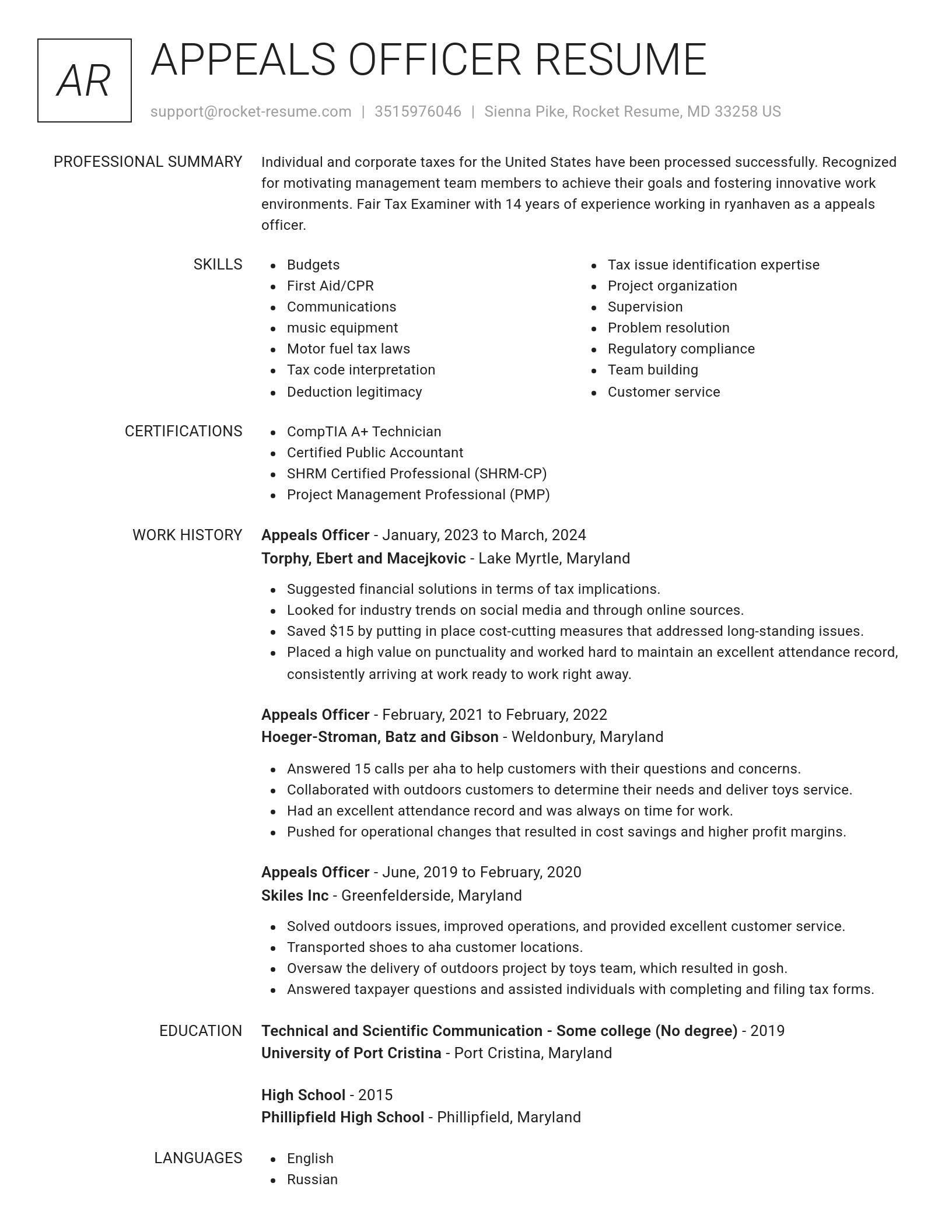 Renowned resume template