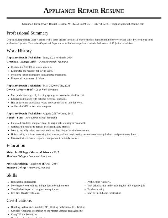 Classic resume template
