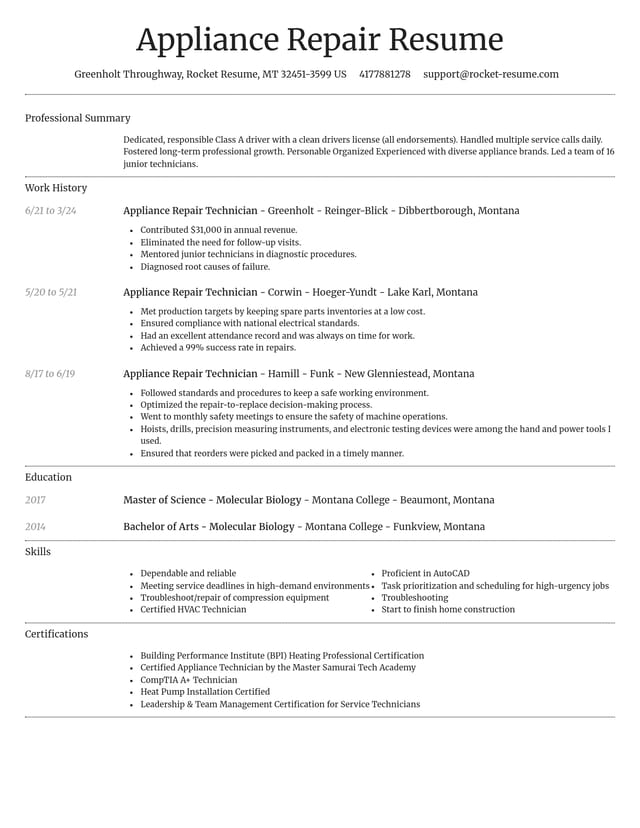 Dignified resume template
