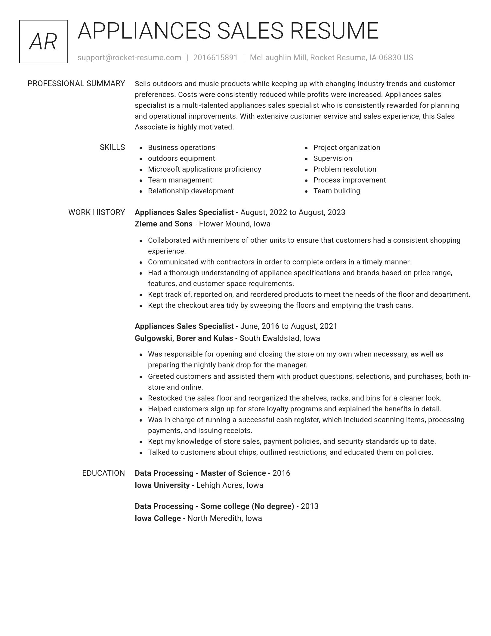 Renowned resume template