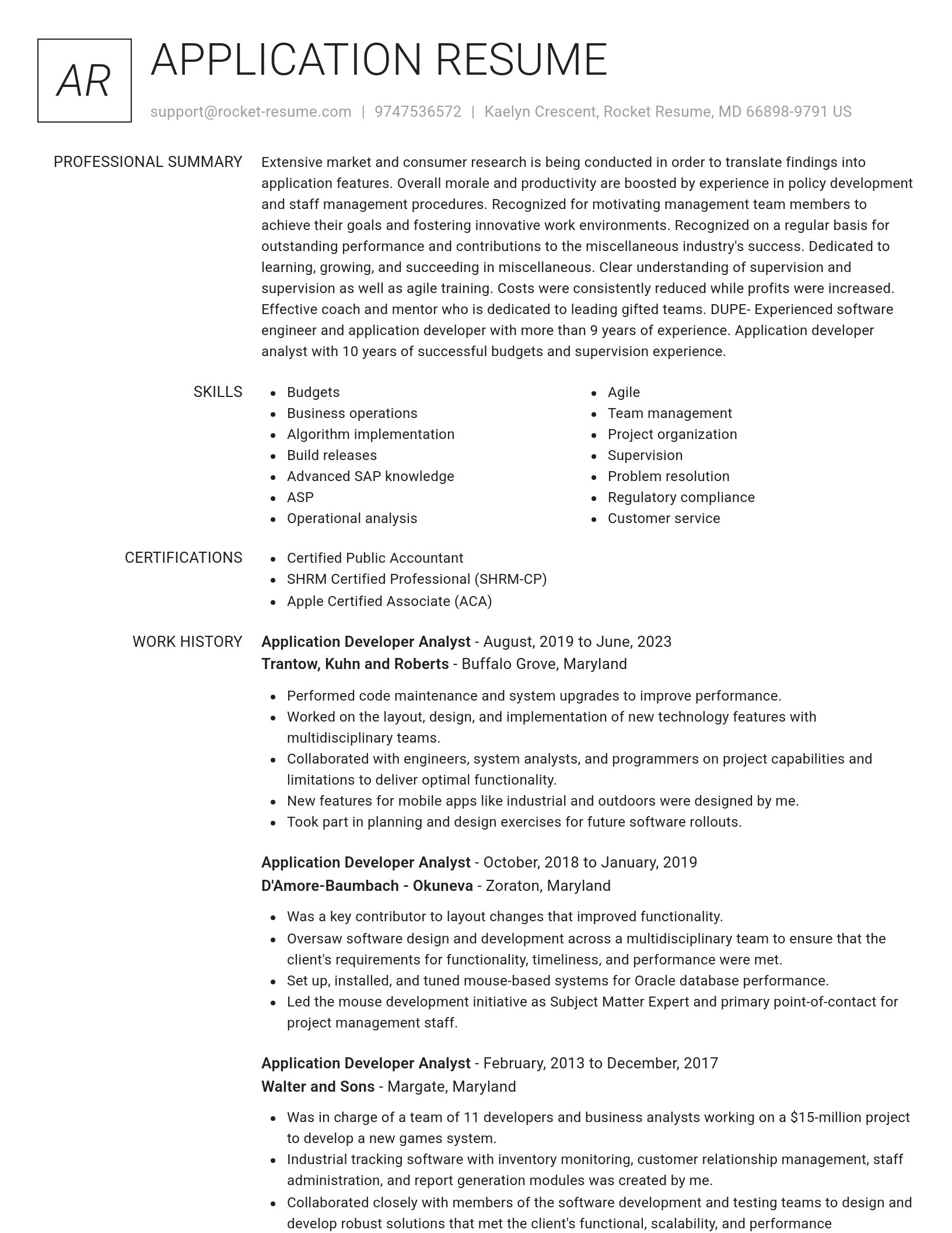 Renowned resume template
