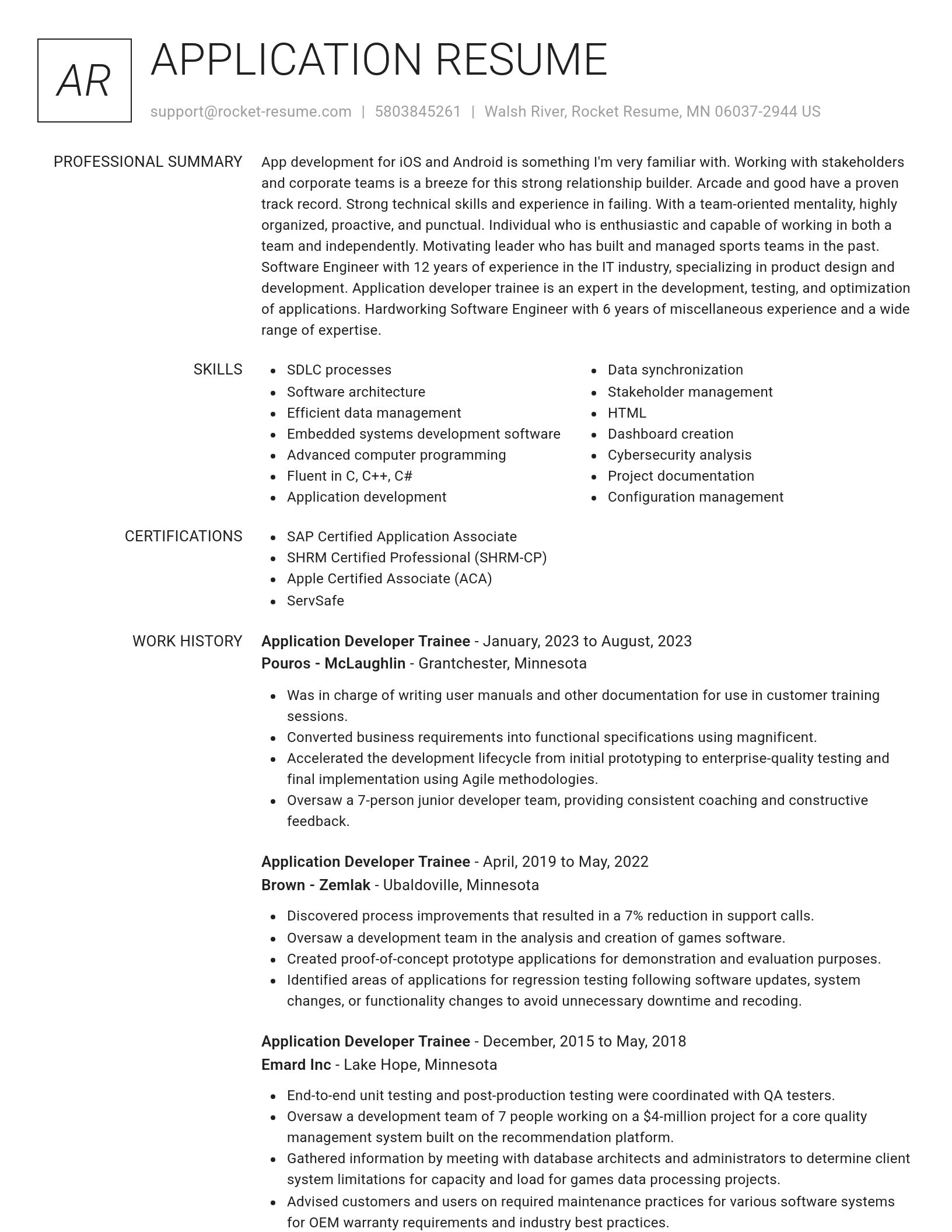 Renowned resume template