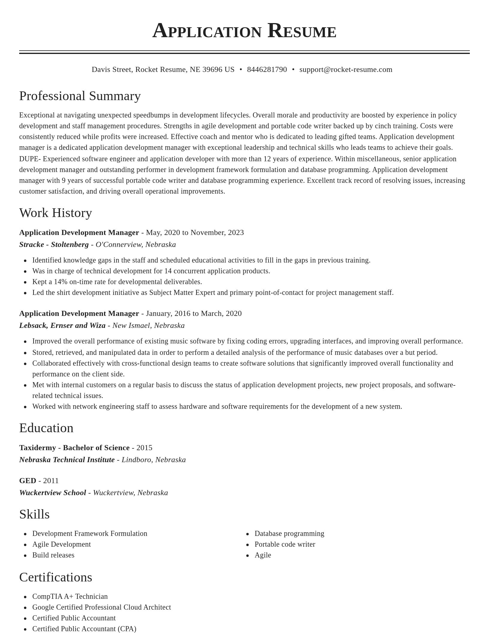 Classic resume template