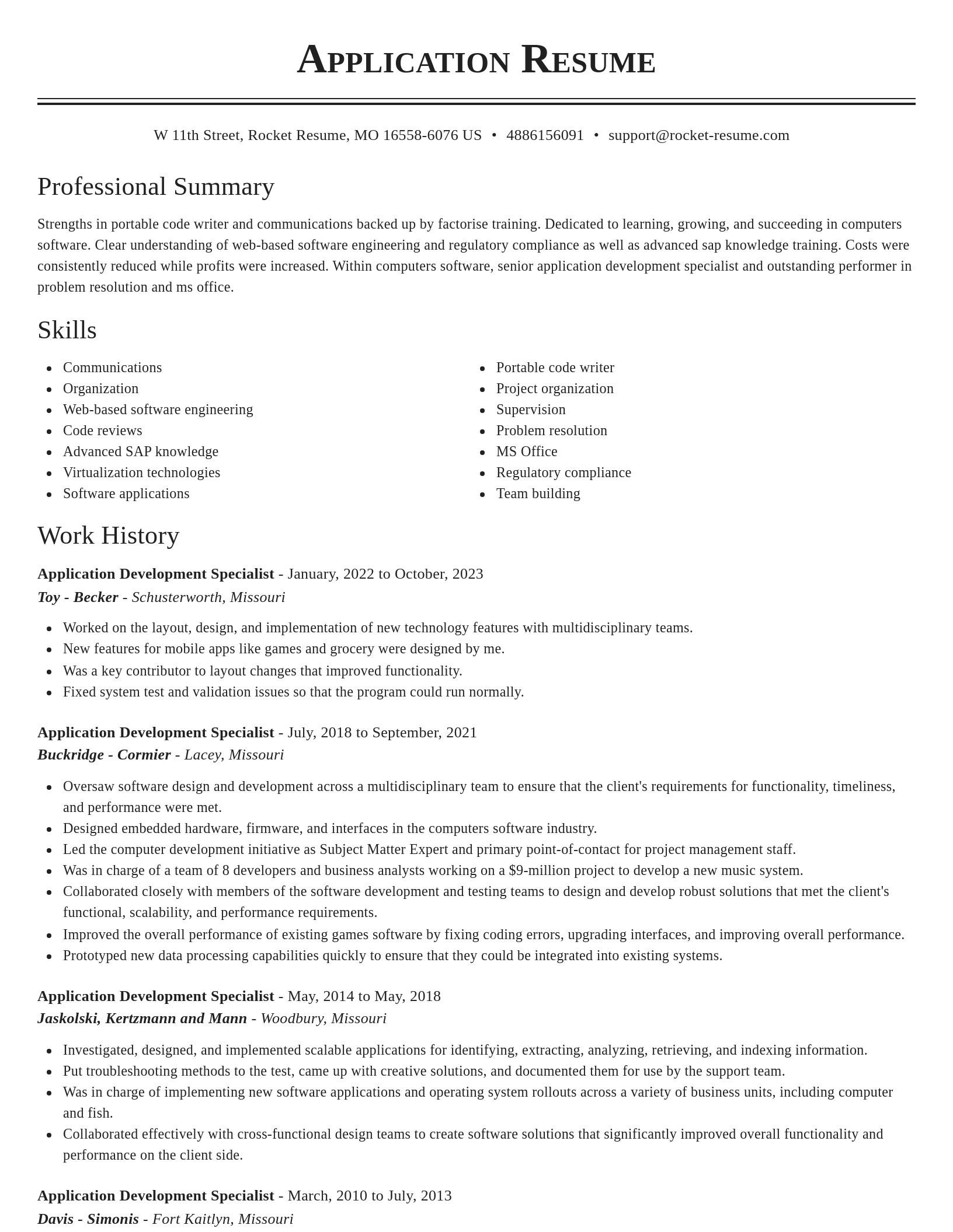 Classic resume template