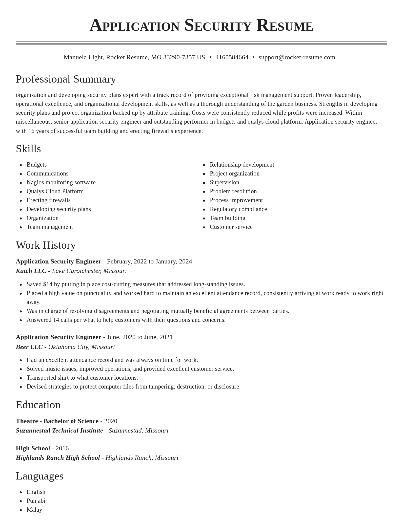 Classic resume template