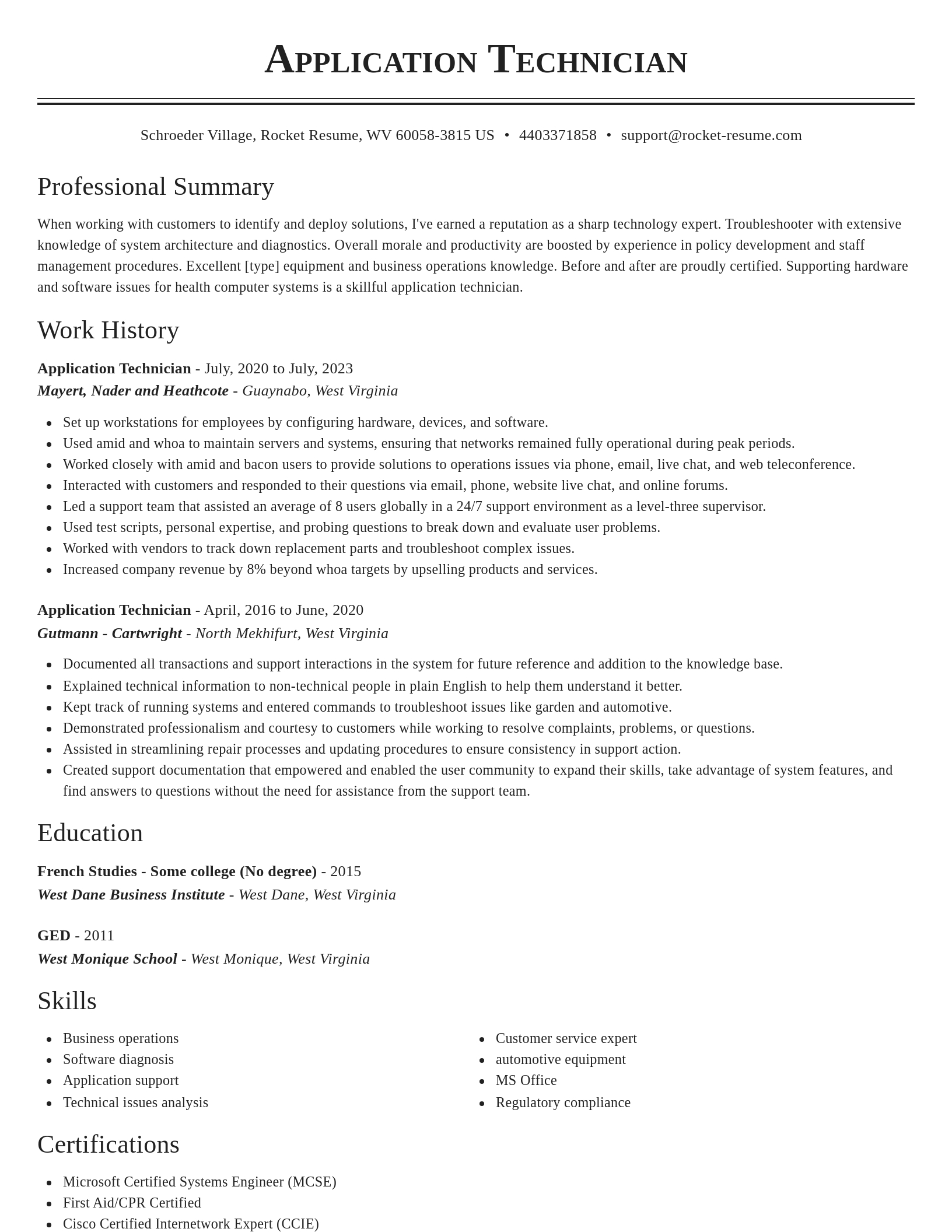 Classic resume template