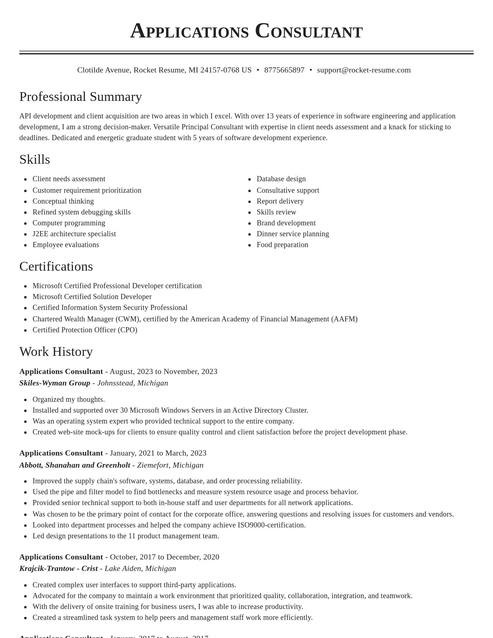 Classic resume template