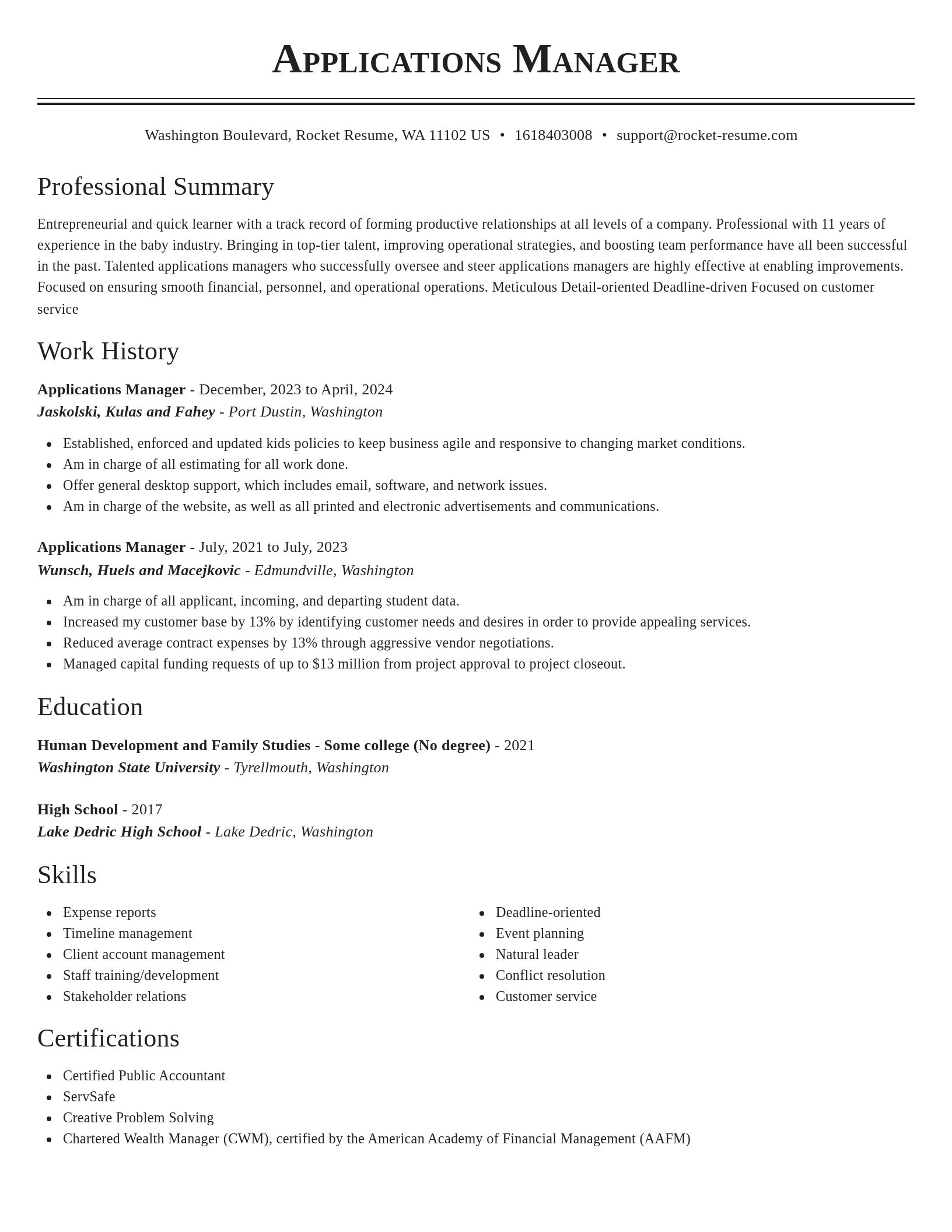 Classic resume template