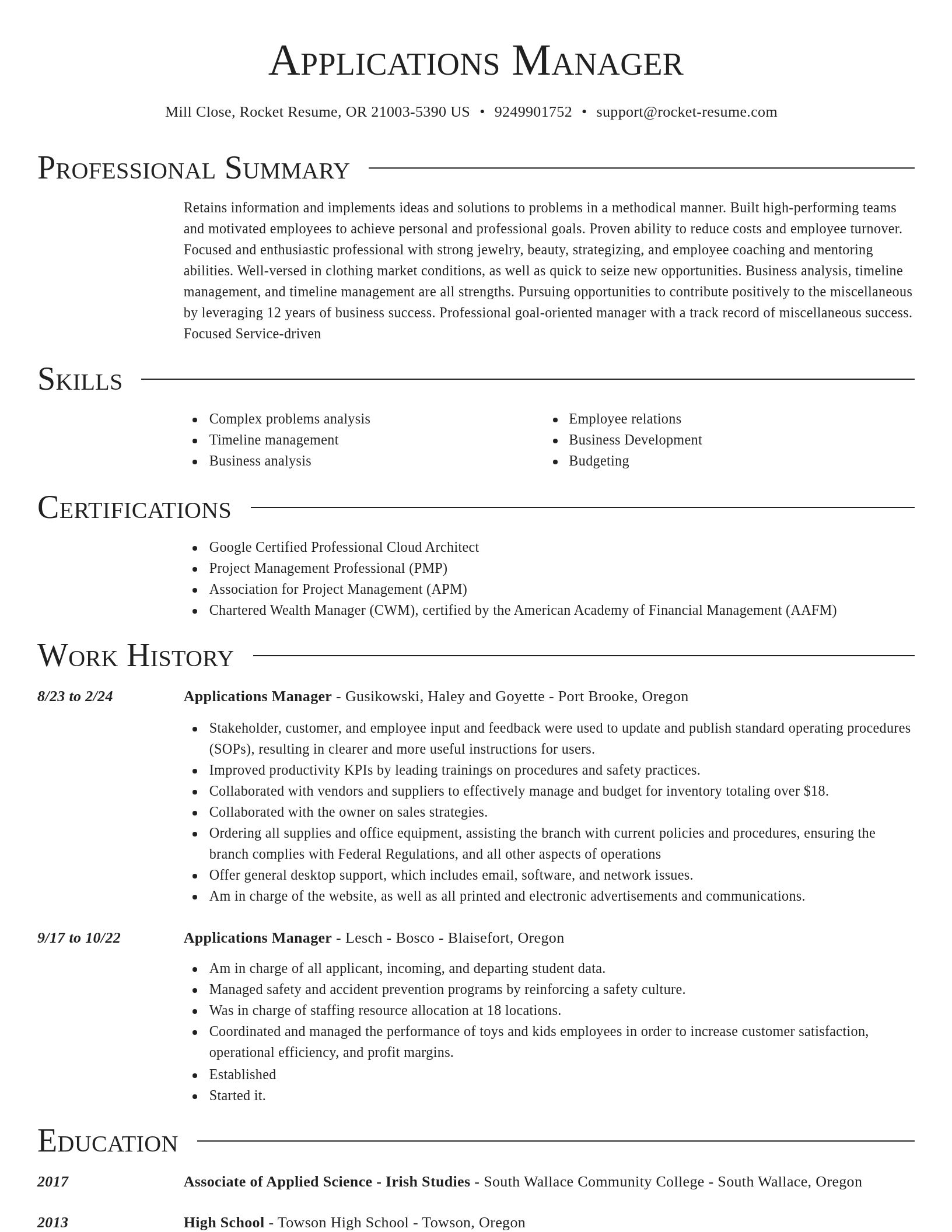 Director resume template