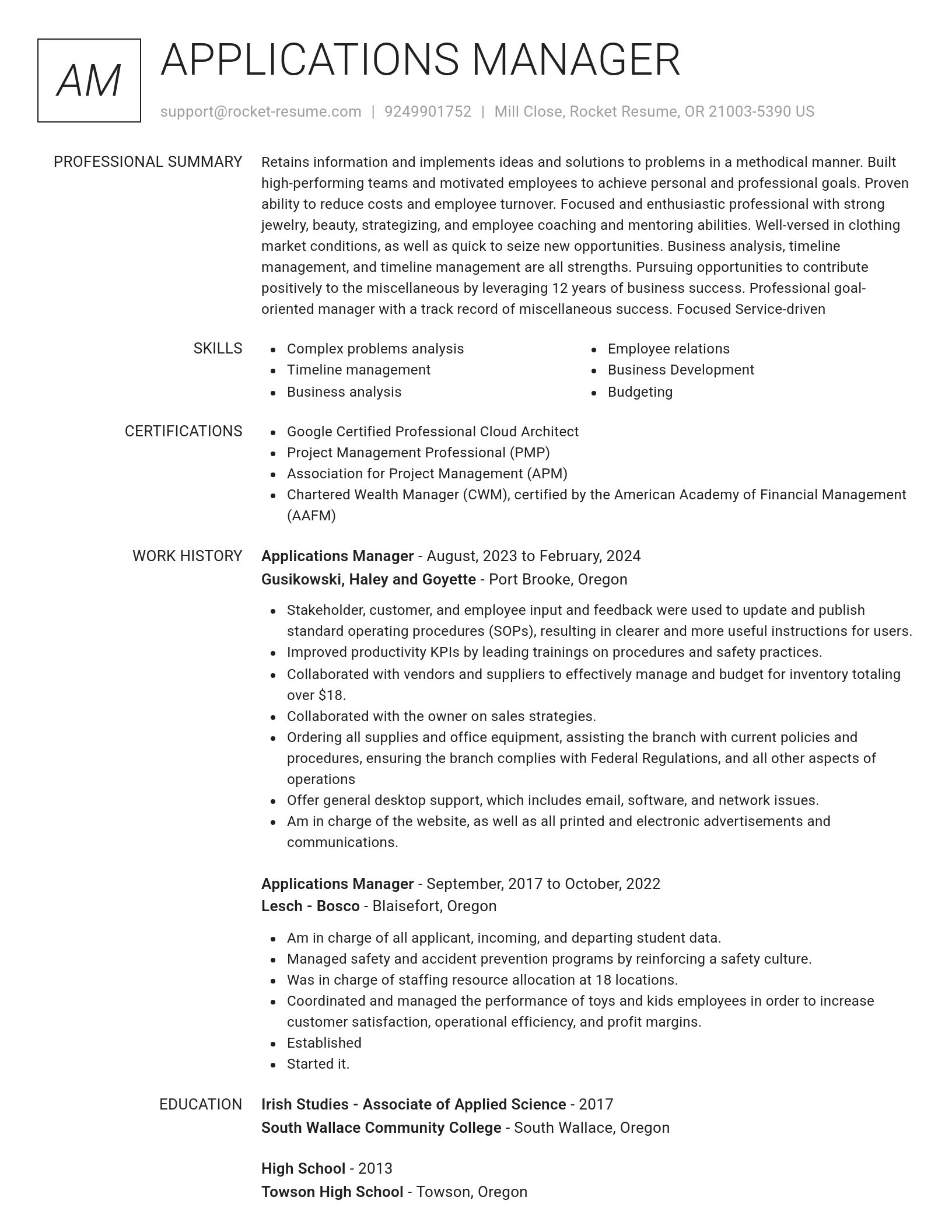 Renowned resume template