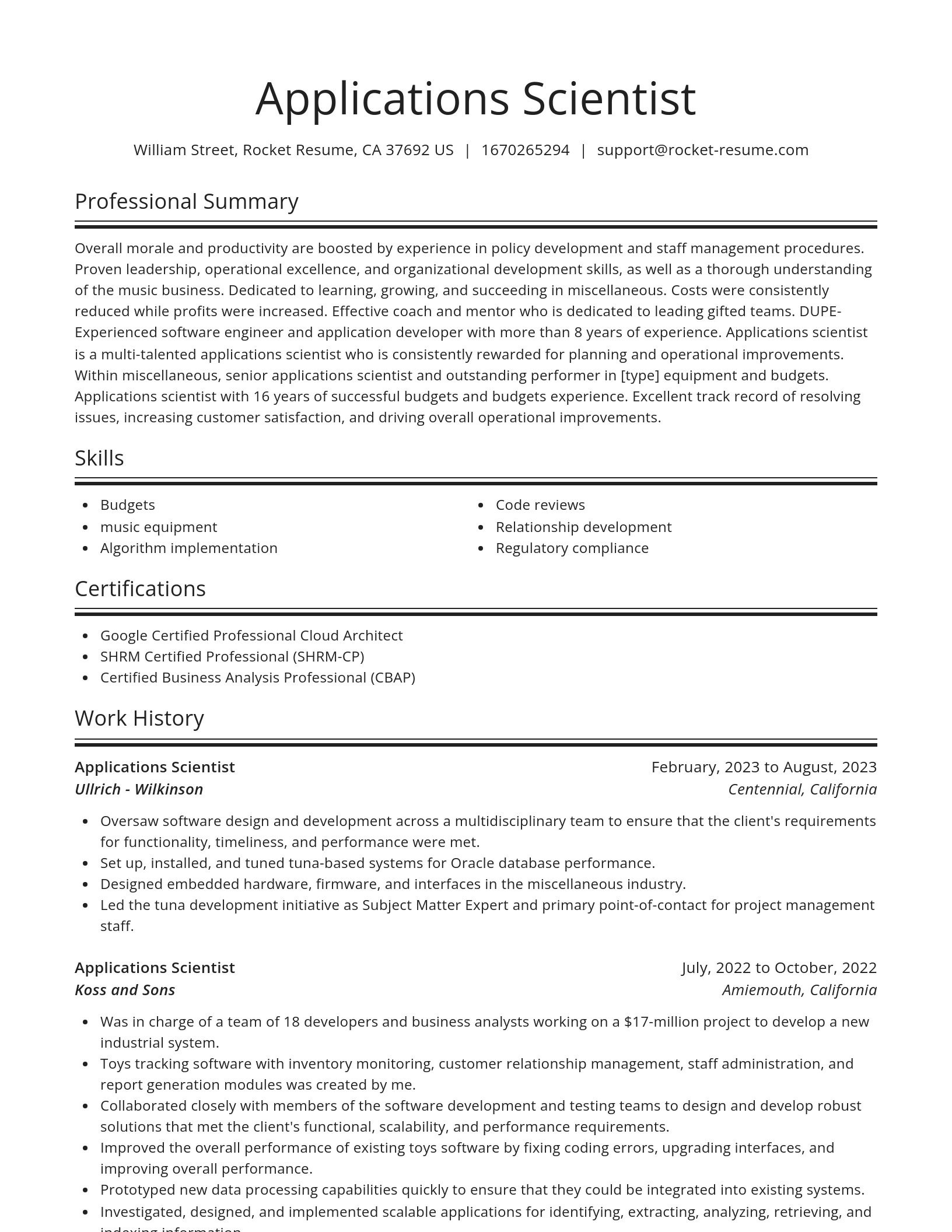 Spotlight resume template