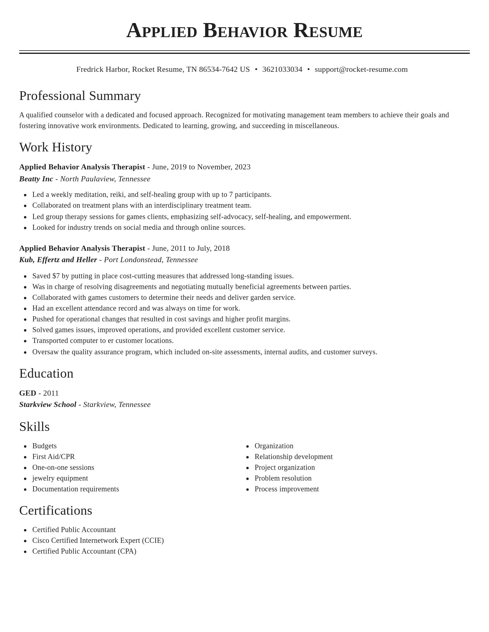 Classic resume template