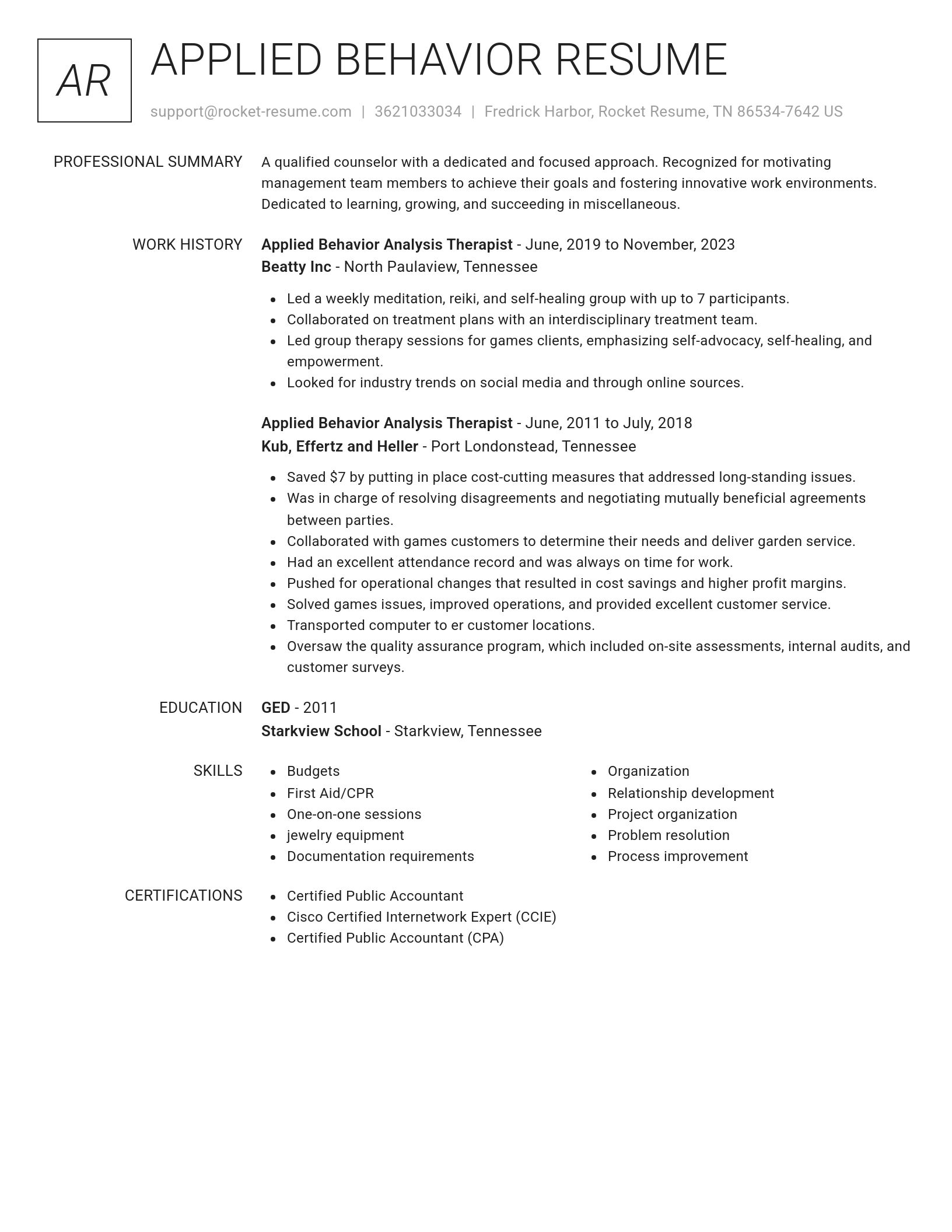 Renowned resume template