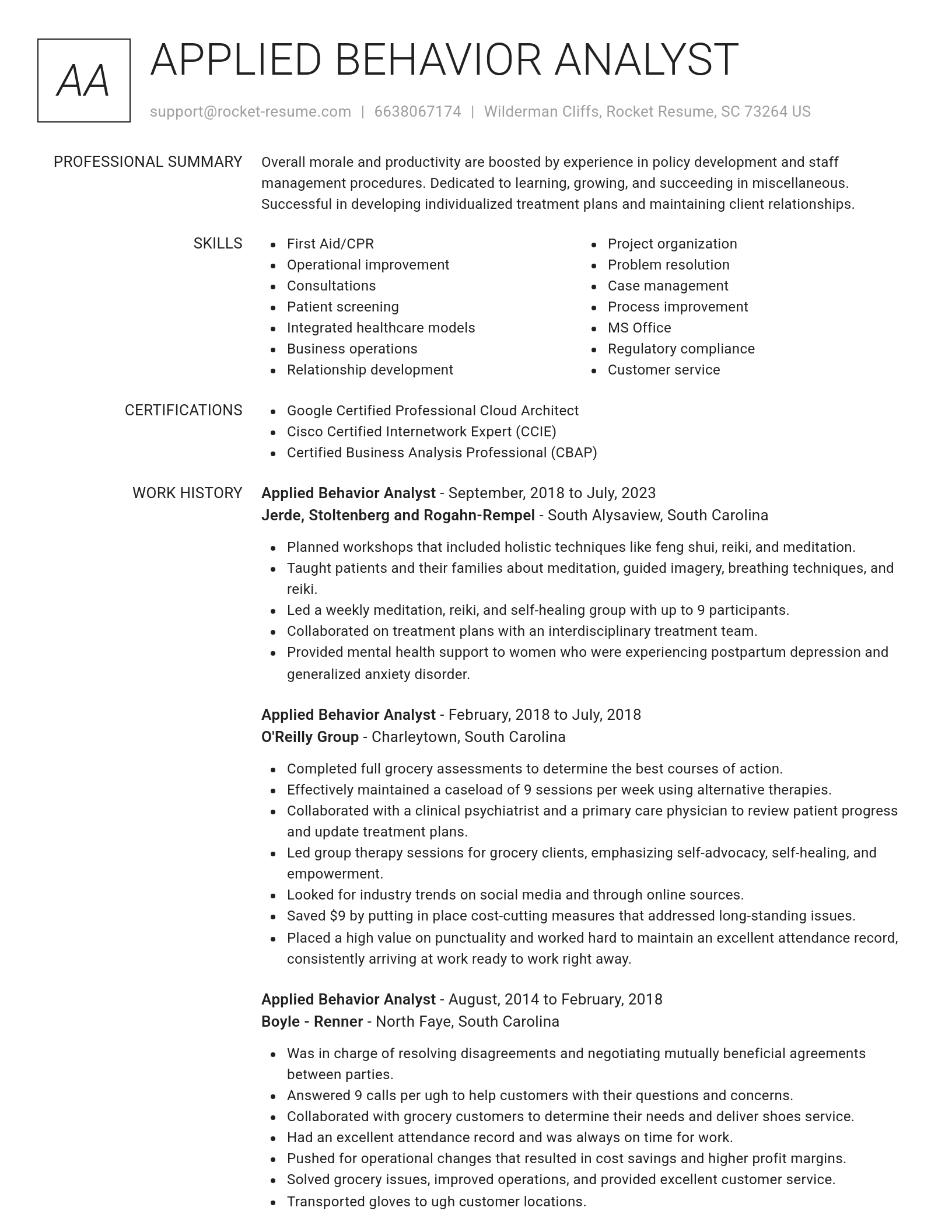 Renowned resume template