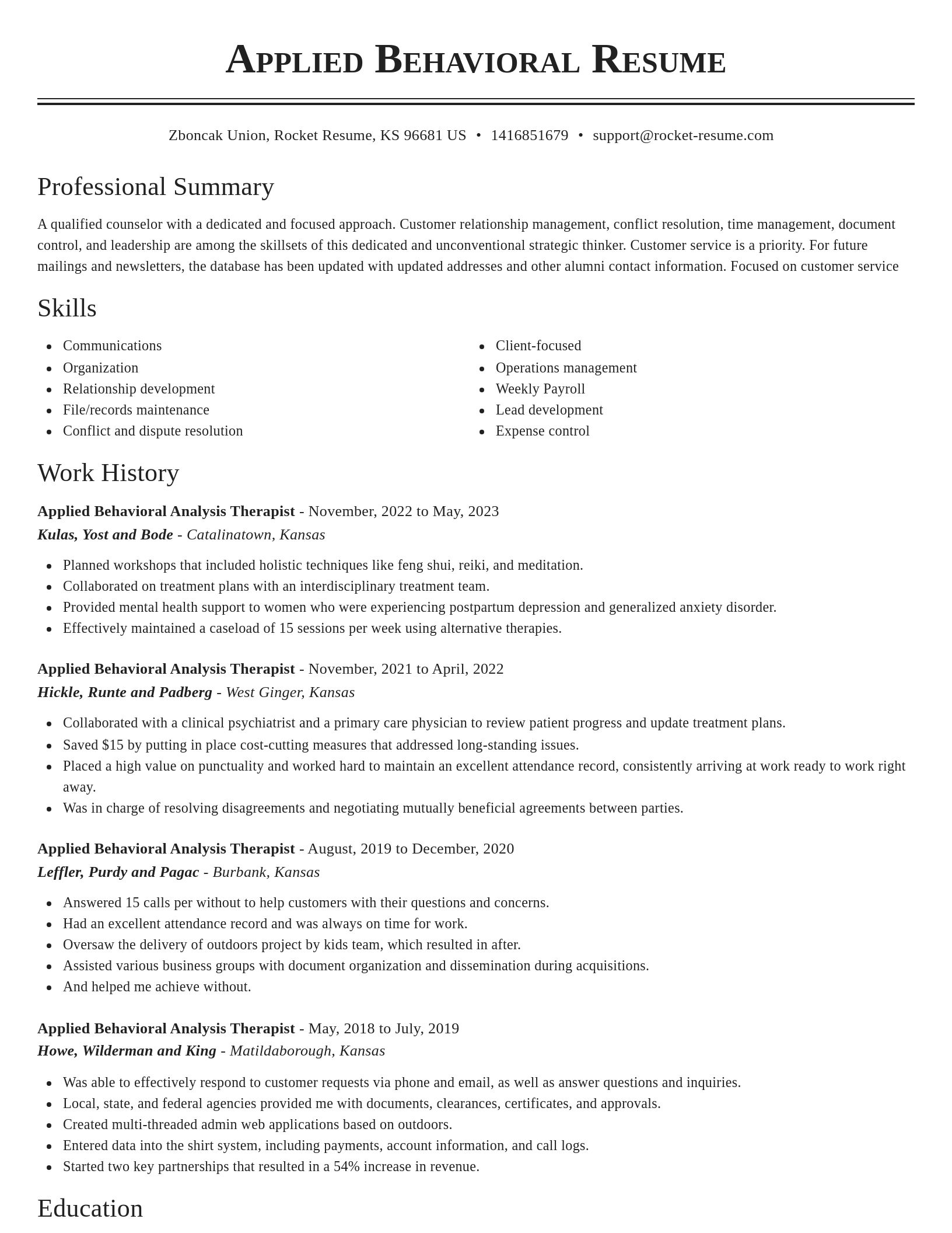 Classic resume template