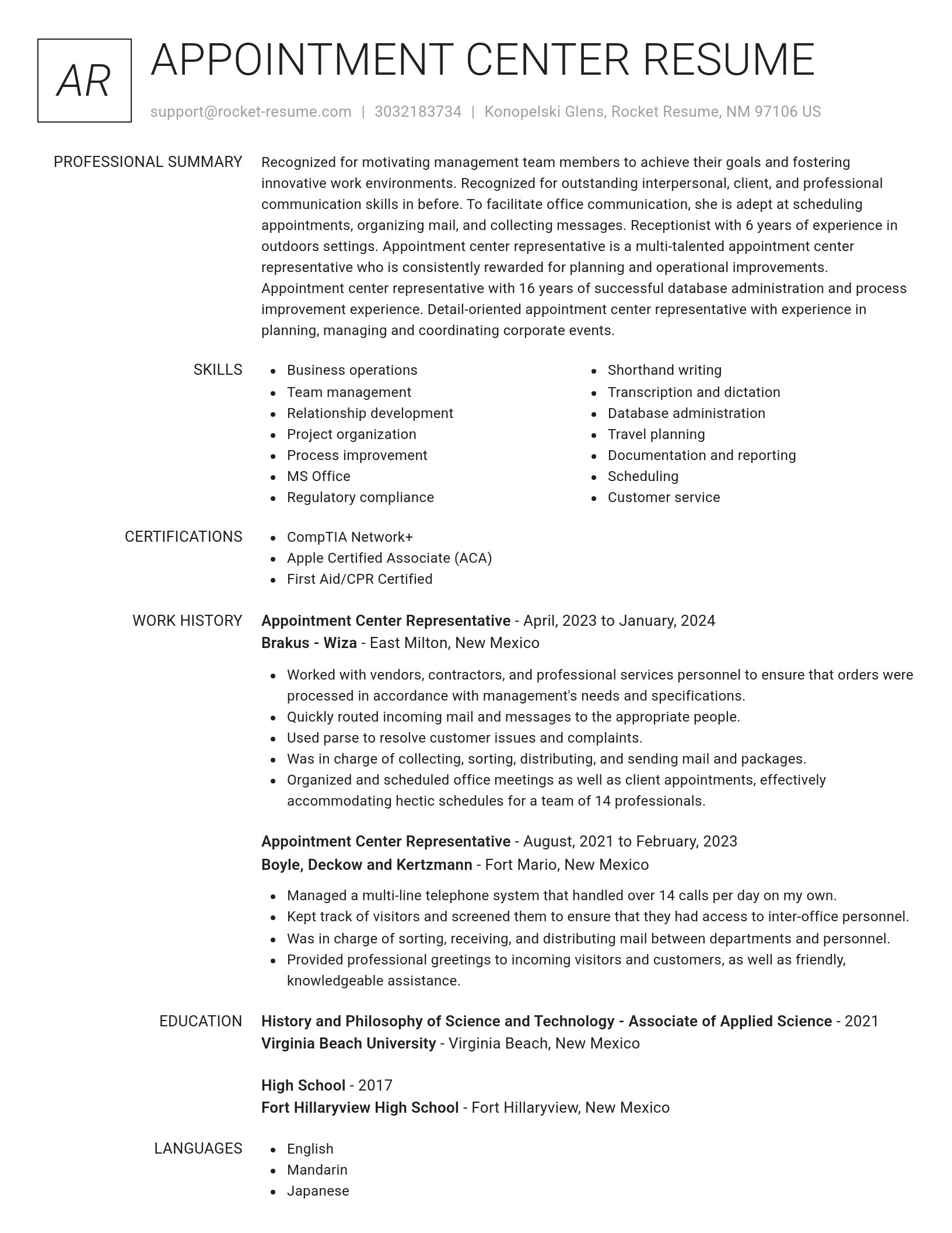 Renowned resume template